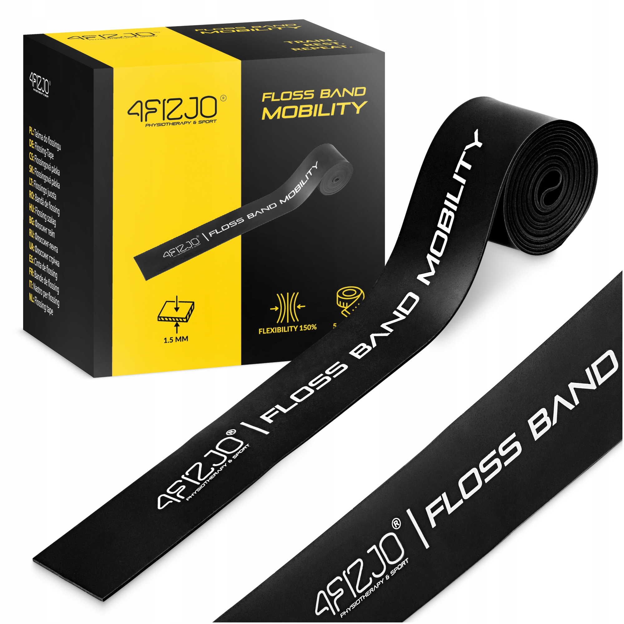 Стрічка компресійна для флосингу 4FIZJO Floss Band 207 x 5 x 0.15 см Black (P-5907222931882) — фото 1