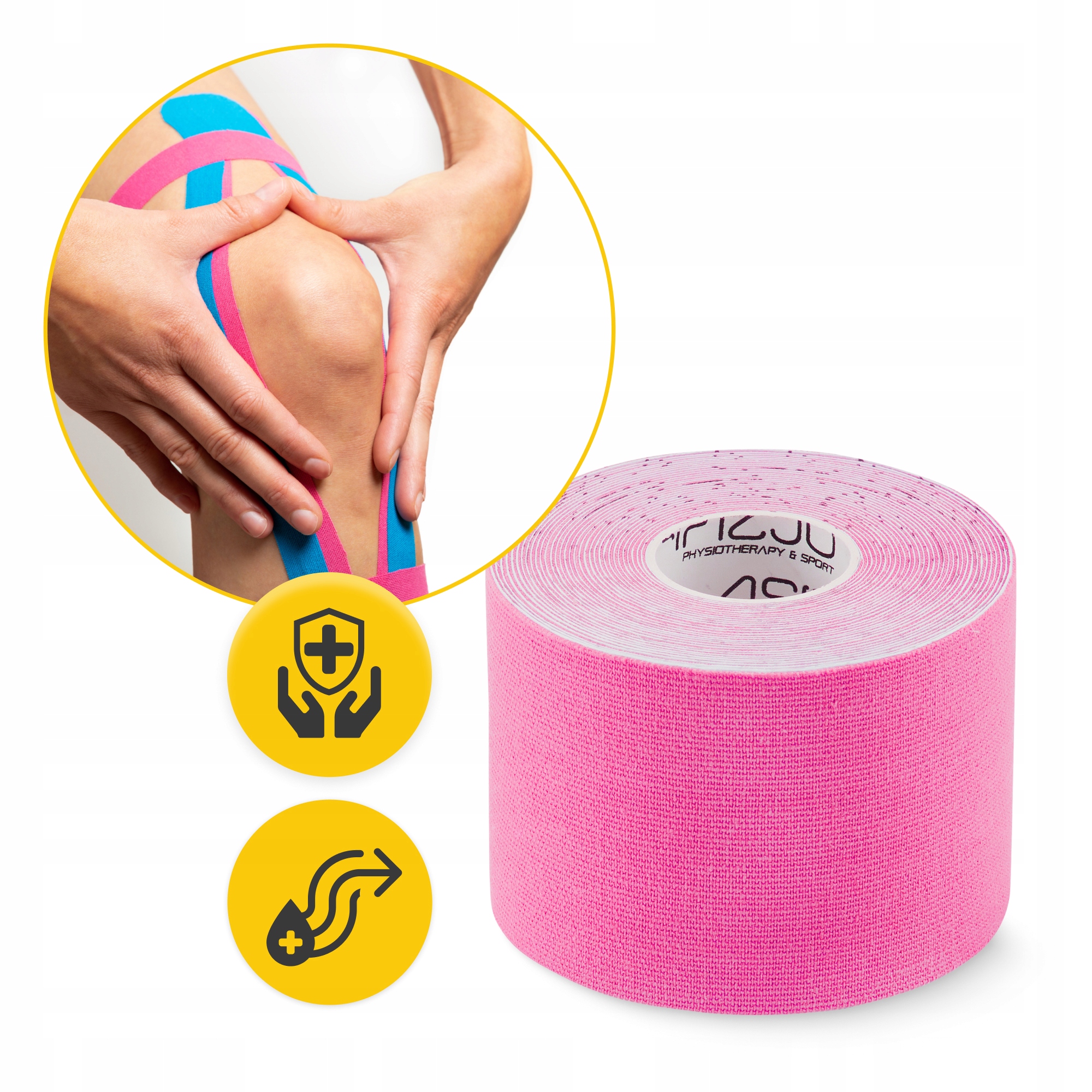 Стрічка кінезіологічна (кінезіо тейп) 4FIZJO 5 см x 5 м Pink (P-5907739316004) — фото 3