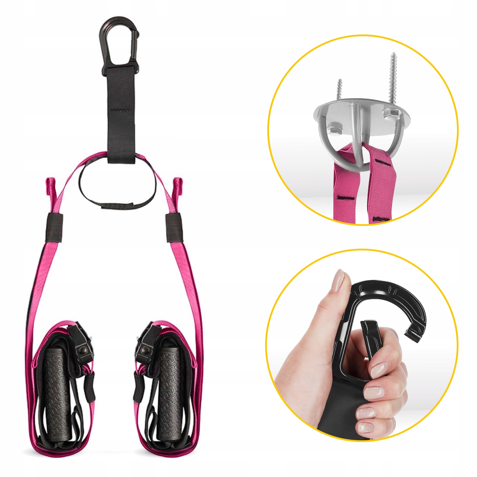Петлі для функціонального тренінгу 4FIZJO підвісна система Black/Pink (P-5907739314109) — фото 5