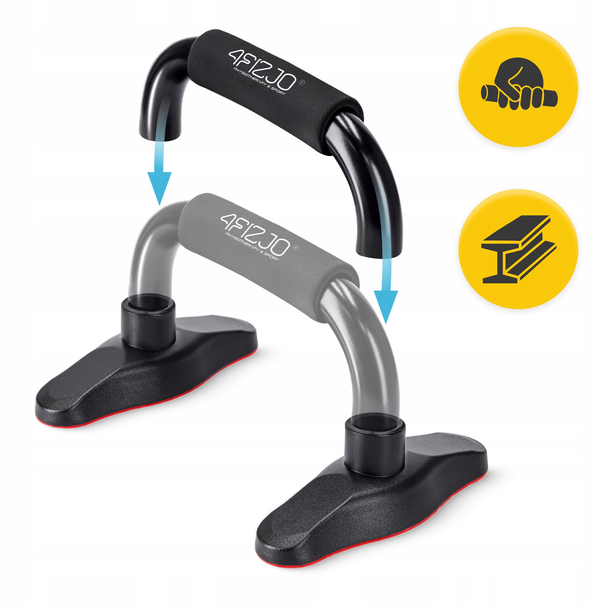 Упори для віджимань 4FIZJO Push-up Bars Black/Red (P-5907739310392) — фото 2