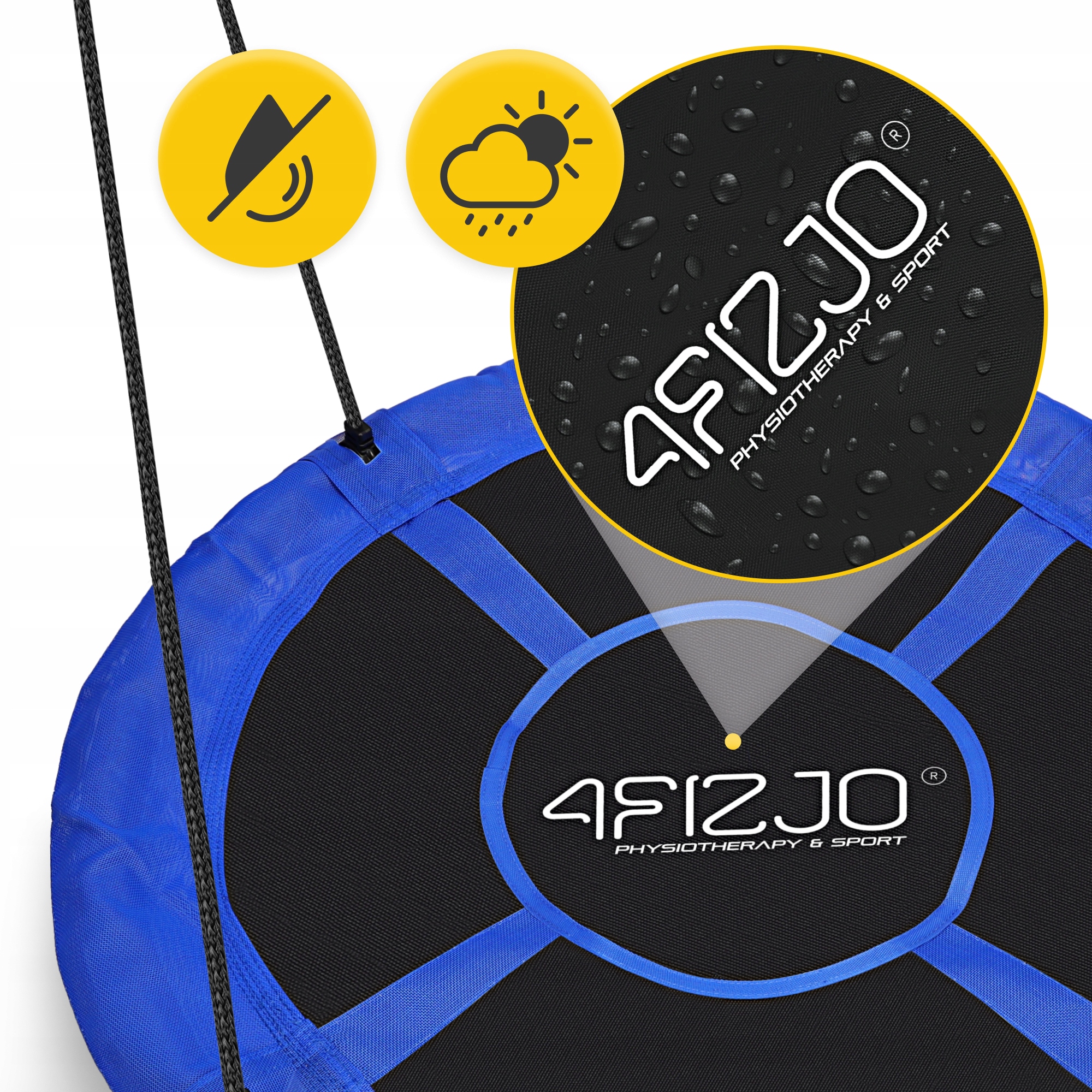 Гойдалка-гніздо кругла 4FIZJO L 100 см Black/Blue (P-5907739314529) — мініатюра 6