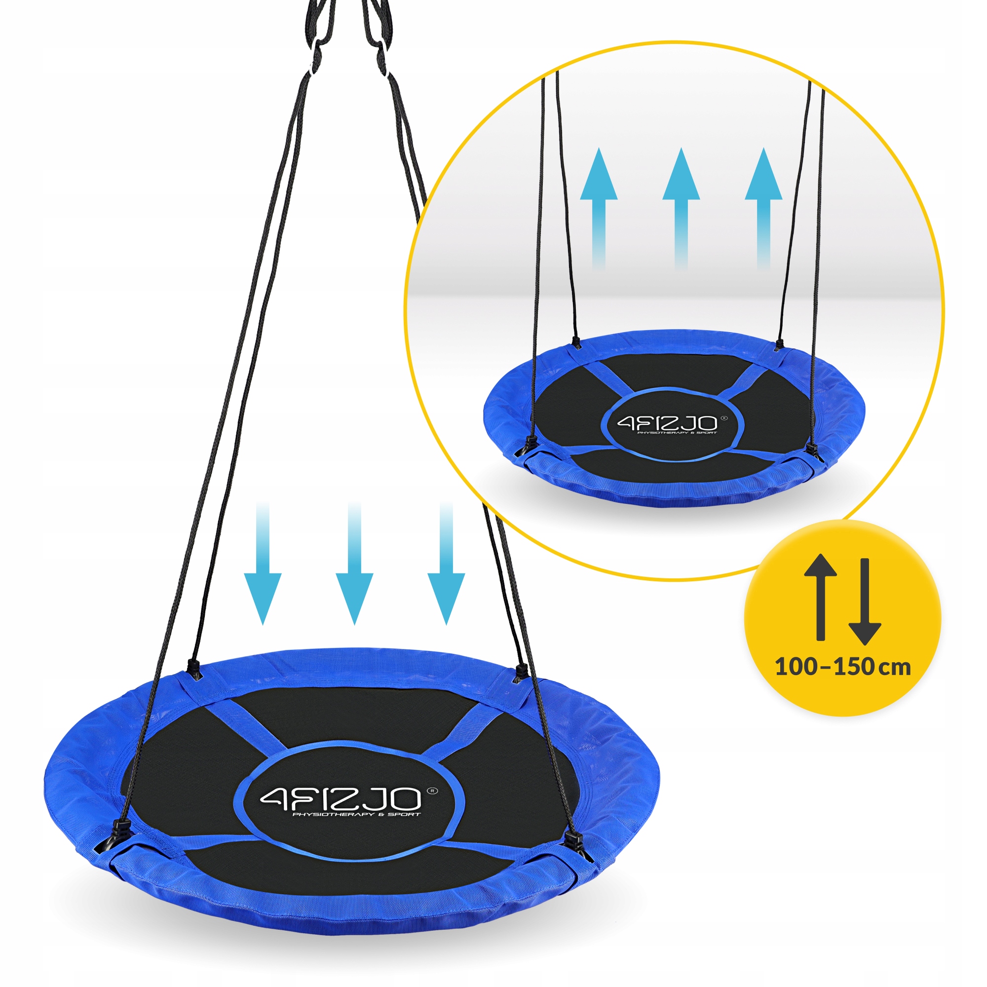 Гойдалка-гніздо кругла 4FIZJO L 100 см Black/Blue (P-5907739314529) — мініатюра 9