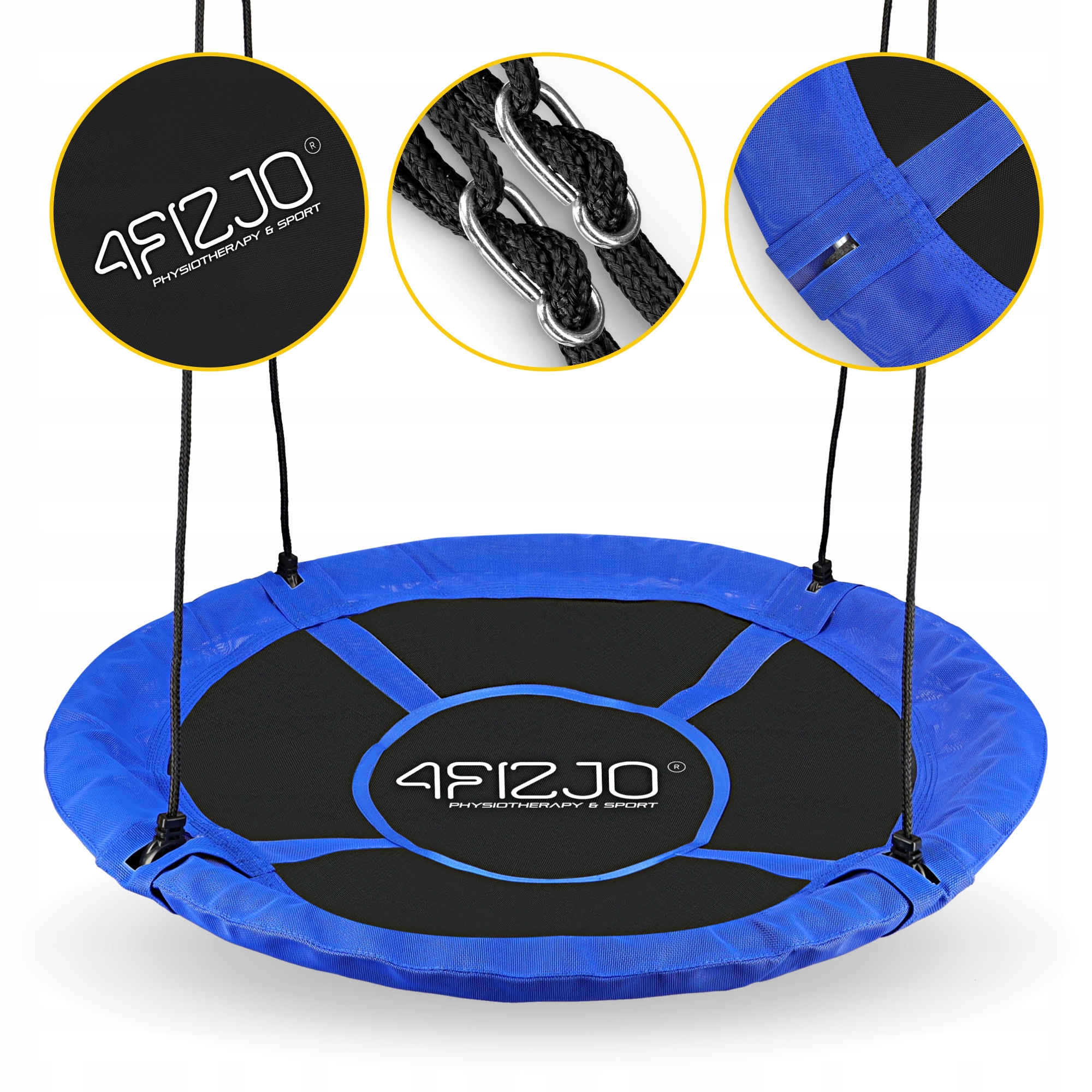 Гойдалка-гніздо кругла 4FIZJO L 100 см Black/Blue (P-5907739314529) — фото 5