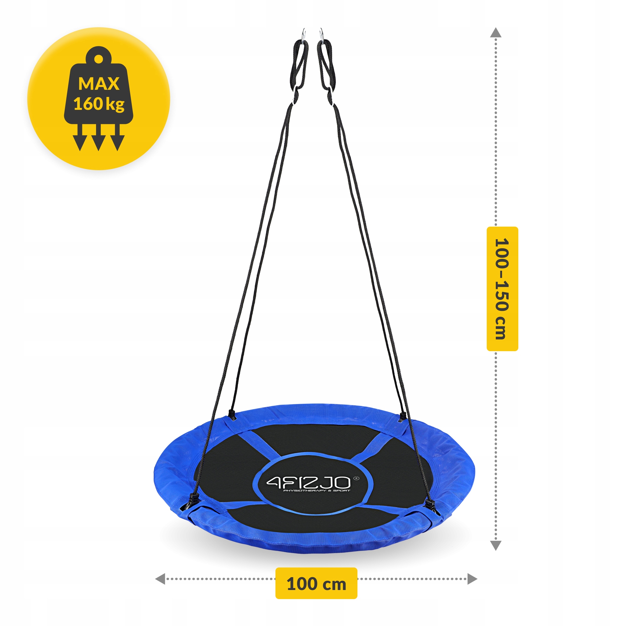 Гойдалка-гніздо кругла 4FIZJO L 100 см Black/Blue (P-5907739314529) — мініатюра 10