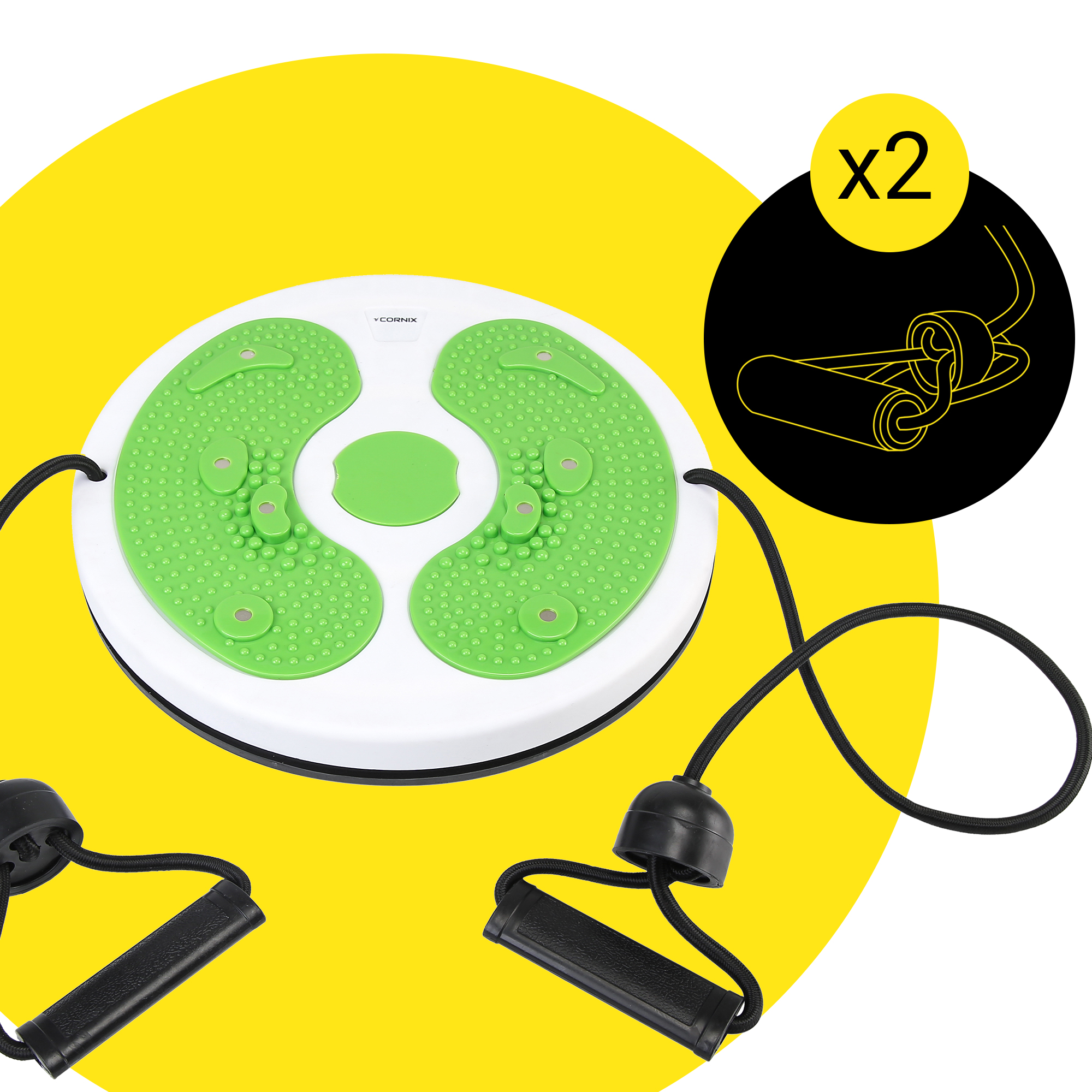 Диск здоров'я для талії Cornix Twisting Waist Disc з еспандерами XR-0446 White/Green — мініатюра 7