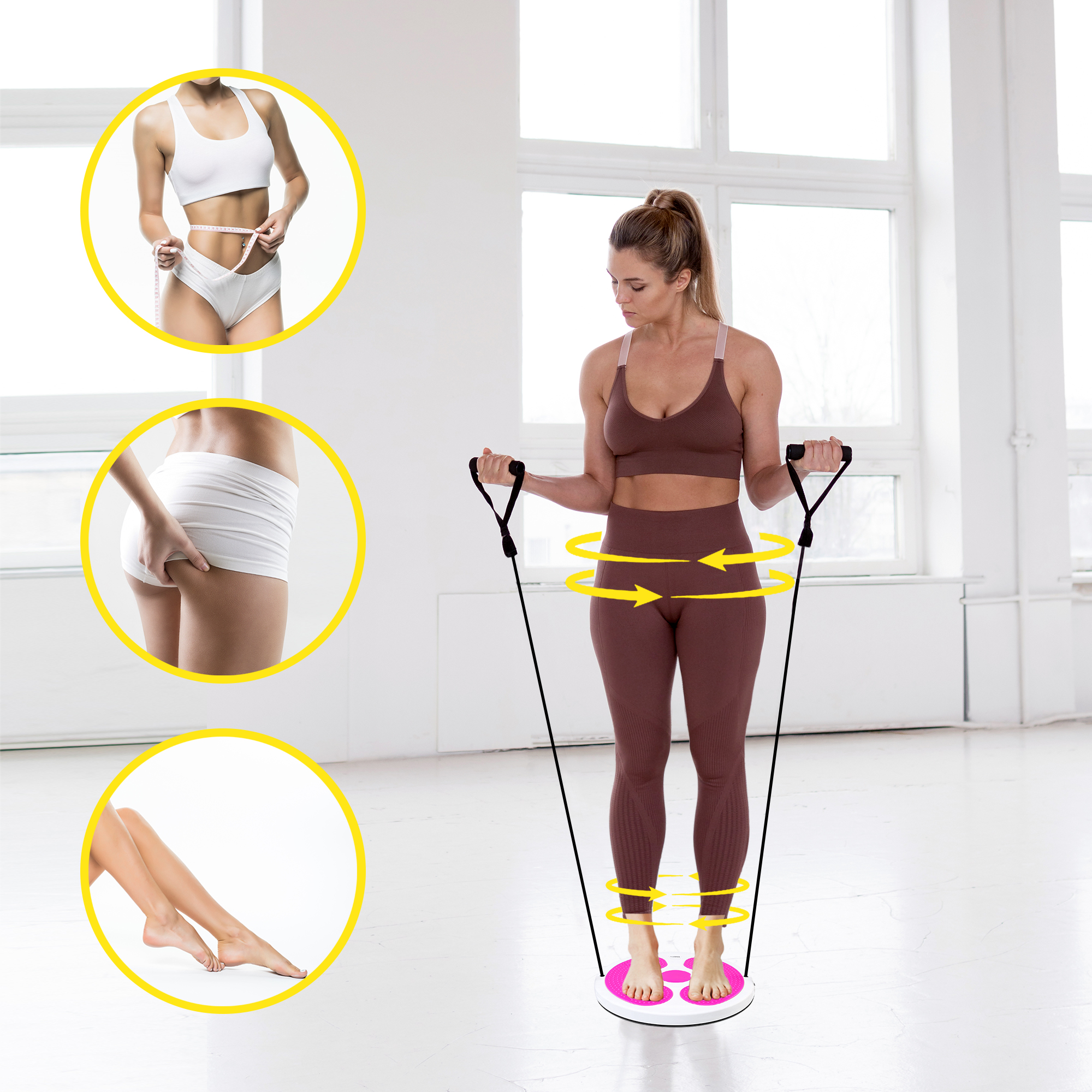 Диск здоров'я для талії Cornix Twisting Waist Disc з еспандерами XR-0447 White/Pink — мініатюра 6