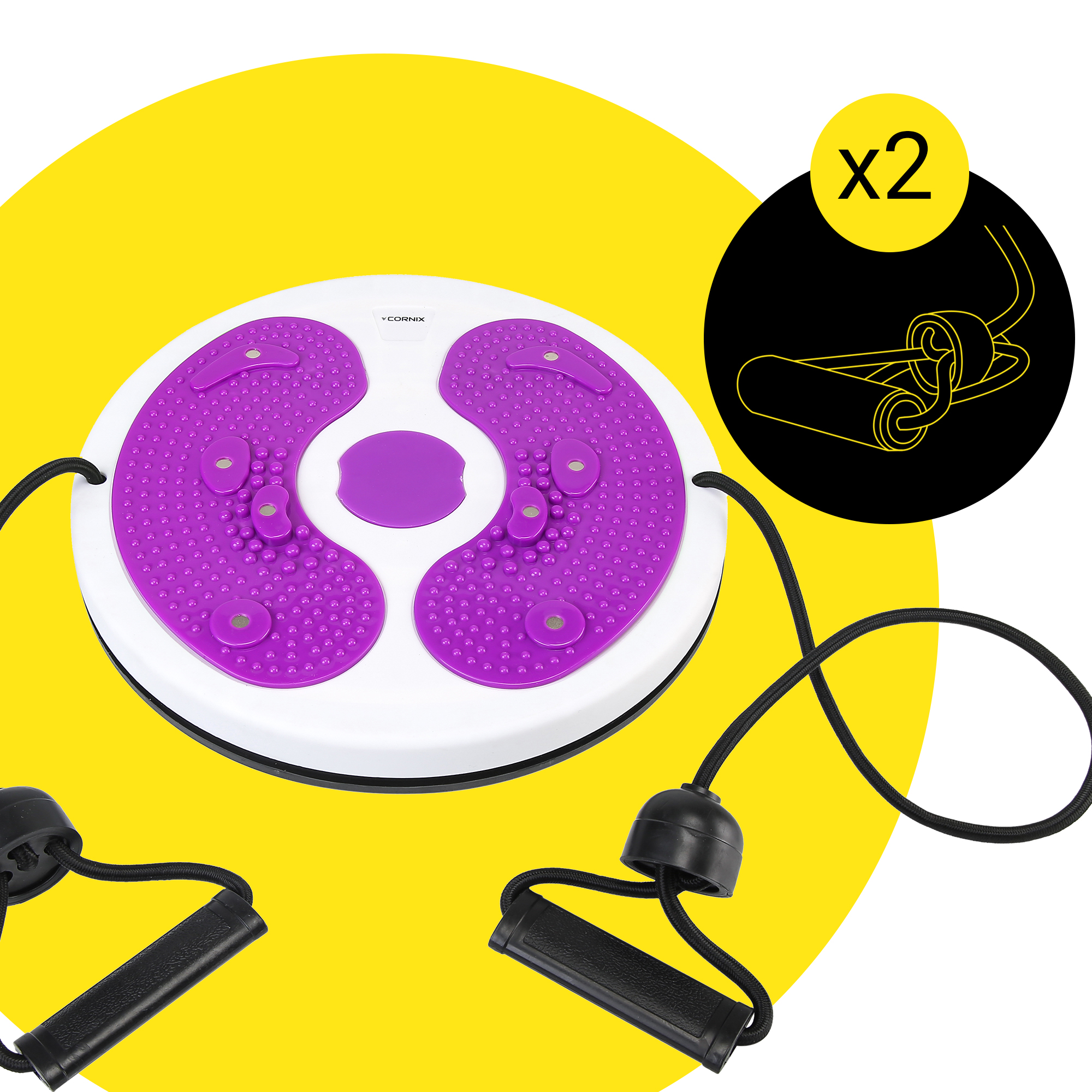 Диск здоров'я для талії Cornix Twisting Waist Disc з еспандерами XR-0449 White/Violet — мініатюра 7