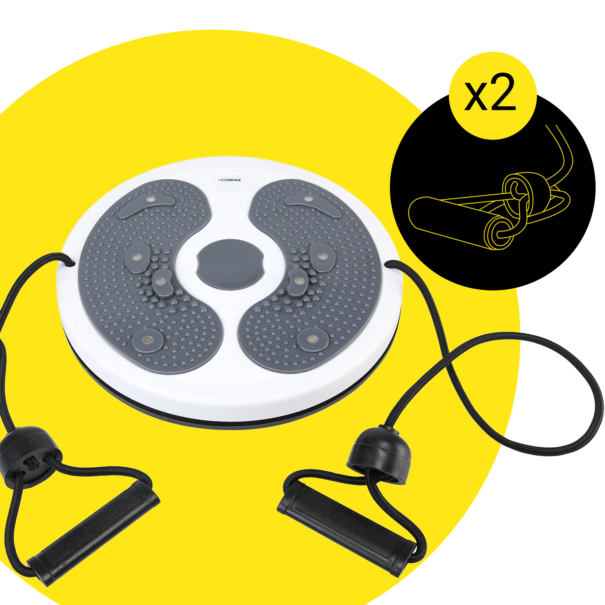 Диск здоров'я для талії Cornix Twisting Waist Disc з еспандерами XR-0450 White/Grey — мініатюра 8