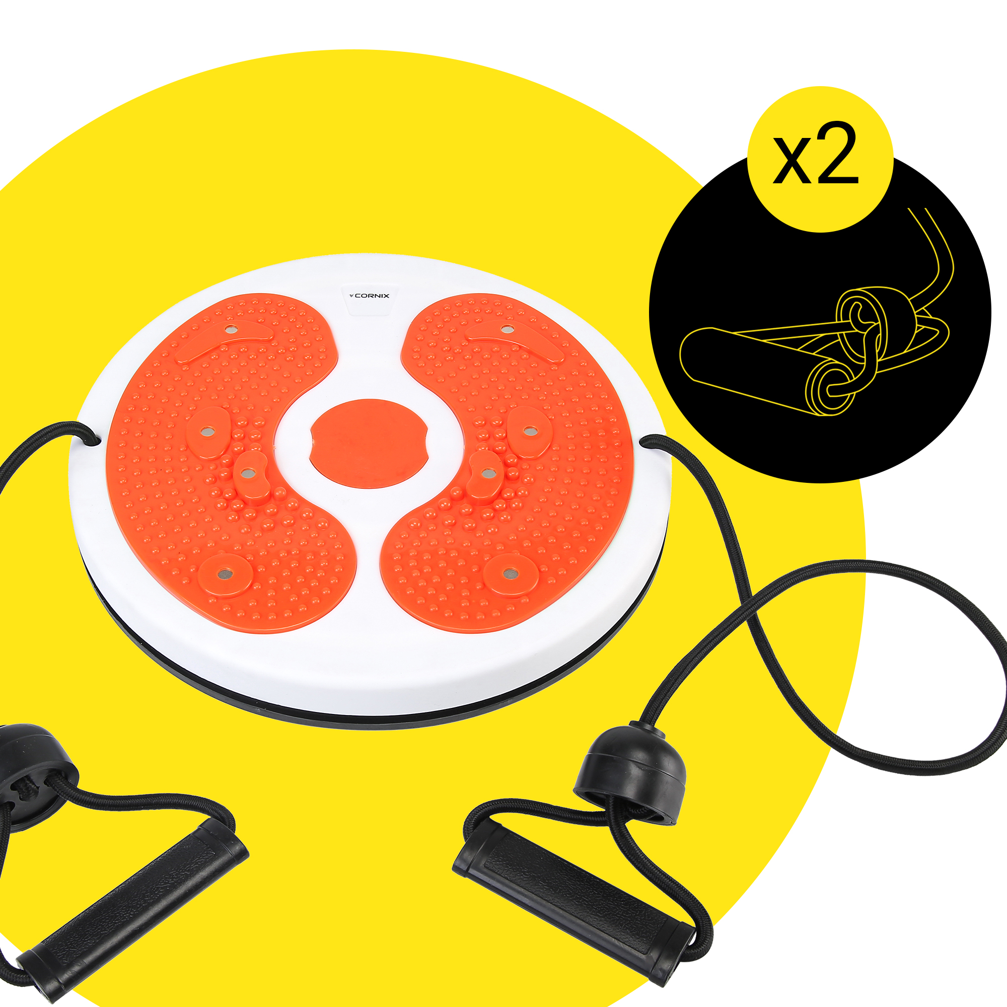 Диск здоров'я для талії Cornix Twisting Waist Disc з еспандерами XR-0452 White/Orange — мініатюра 8