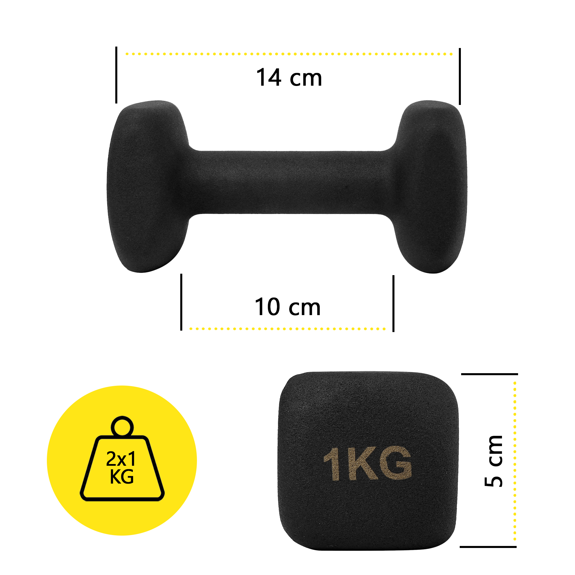 Гантелі вінілові Cornix Square 2 x 1 кг XR-0406 Black — мініатюра 6