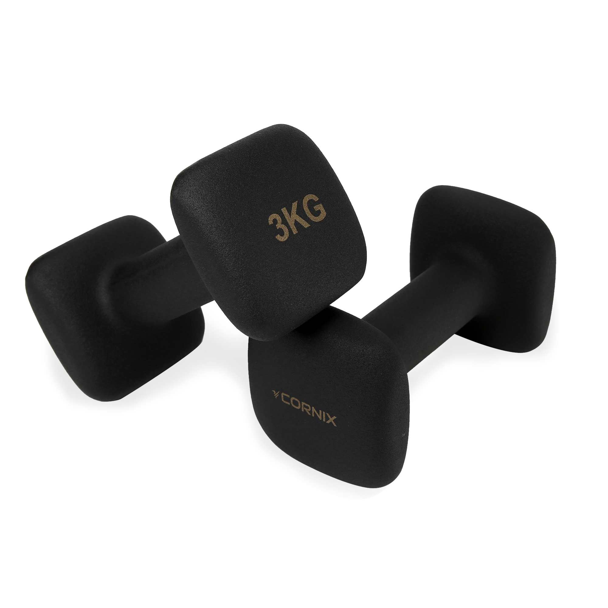 Гантелі вінілові Cornix Square 2 x 3 кг XR-0408 Black — мініатюра 6
