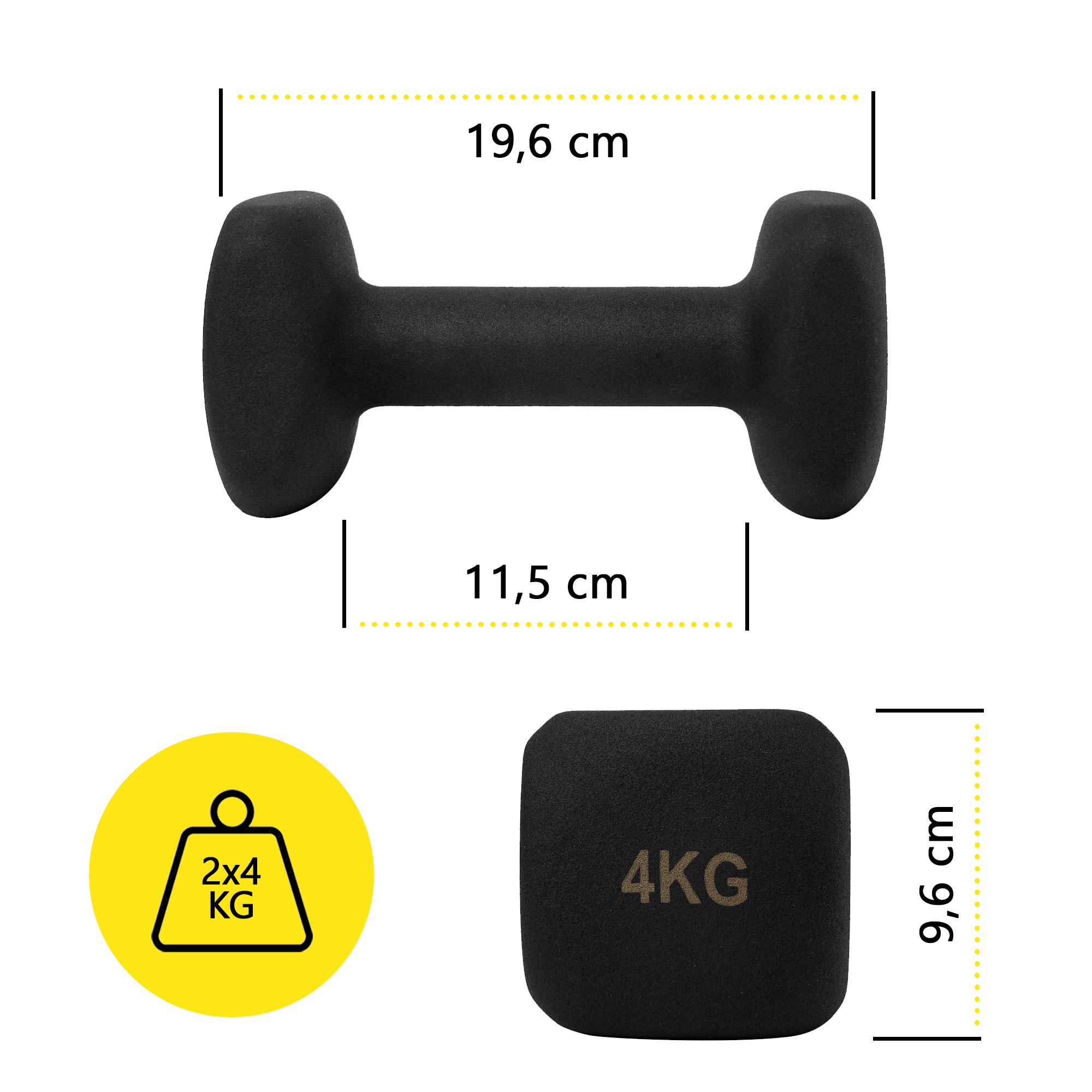 Гантелі вінілові Cornix Square 2 x 4 кг XR-0409 Black — мініатюра 7