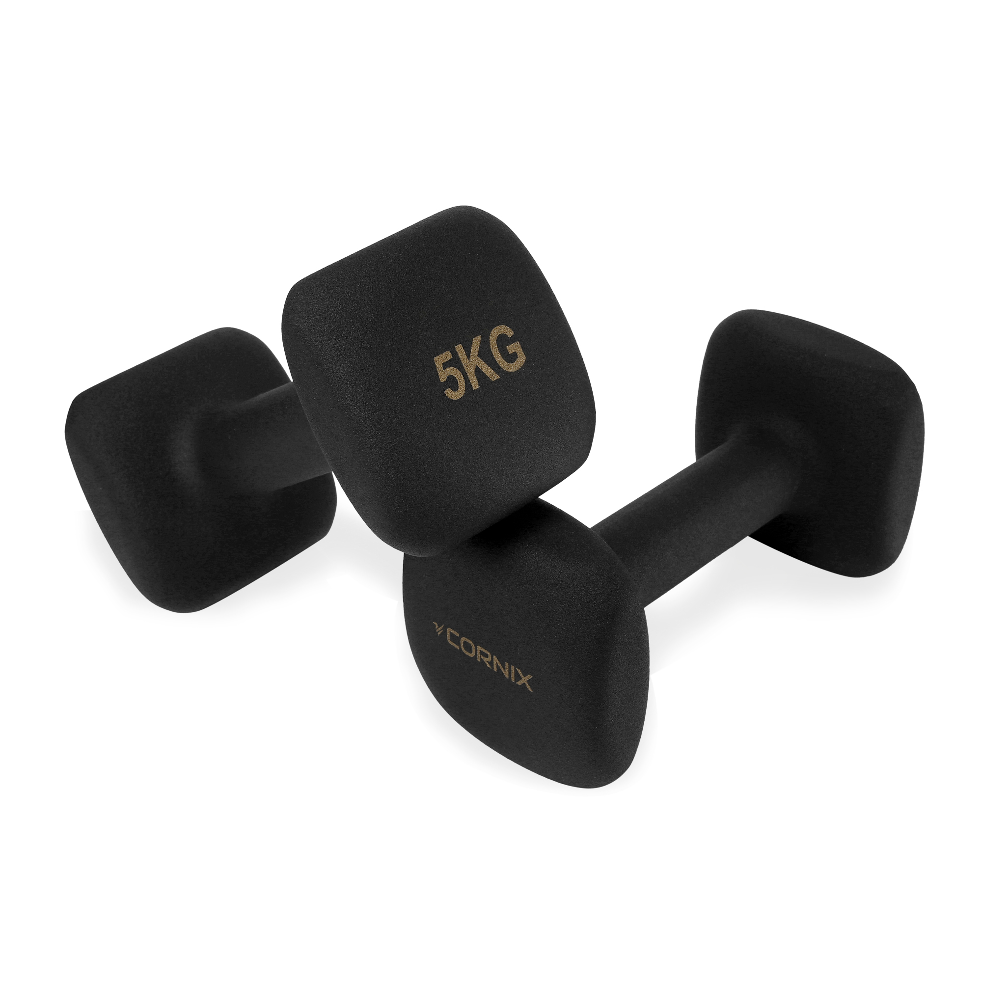 Гантелі вінілові Cornix Square 2 x 5 кг XR-0410 Black — мініатюра 9