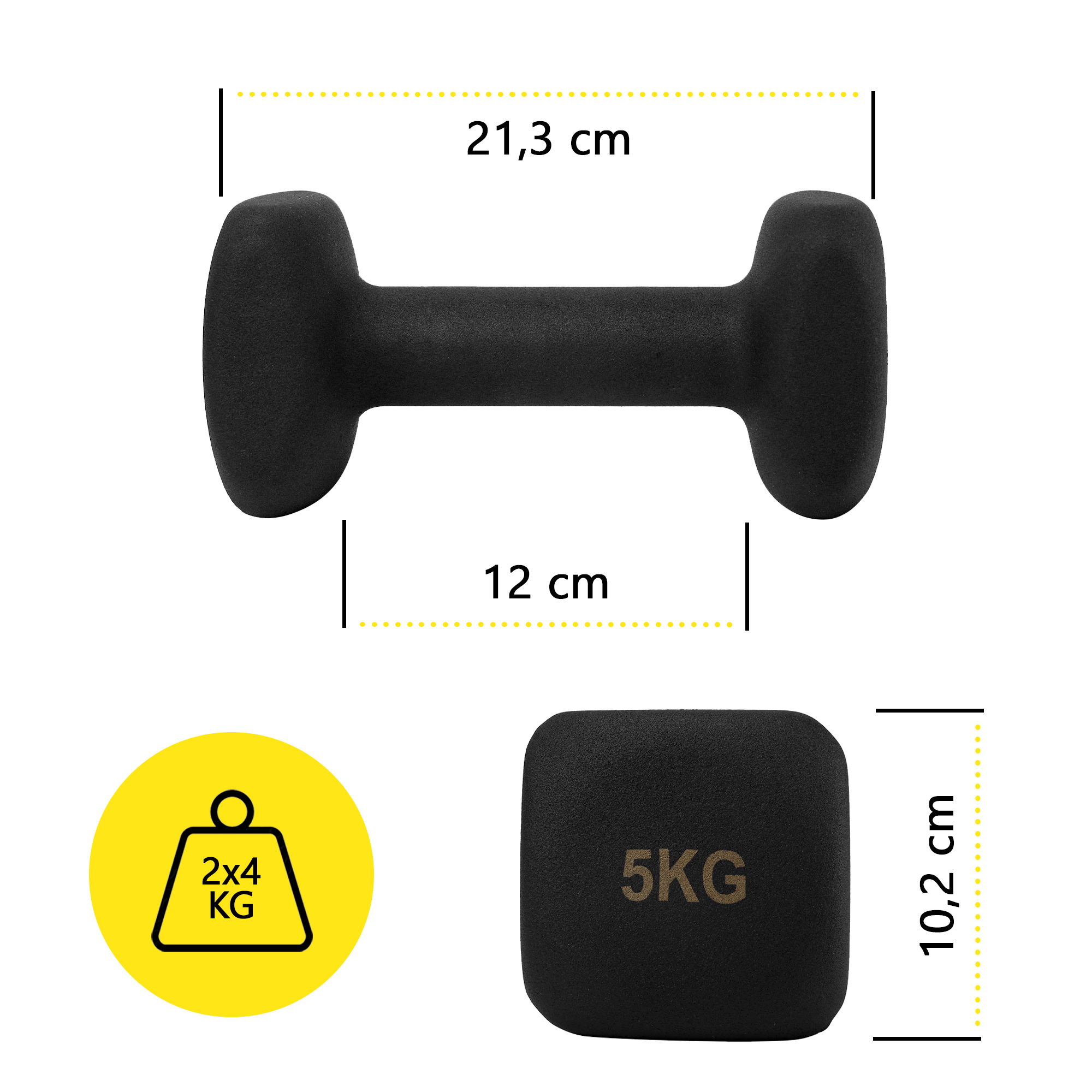 Гантелі вінілові Cornix Square 2 x 5 кг XR-0410 Black — мініатюра 6