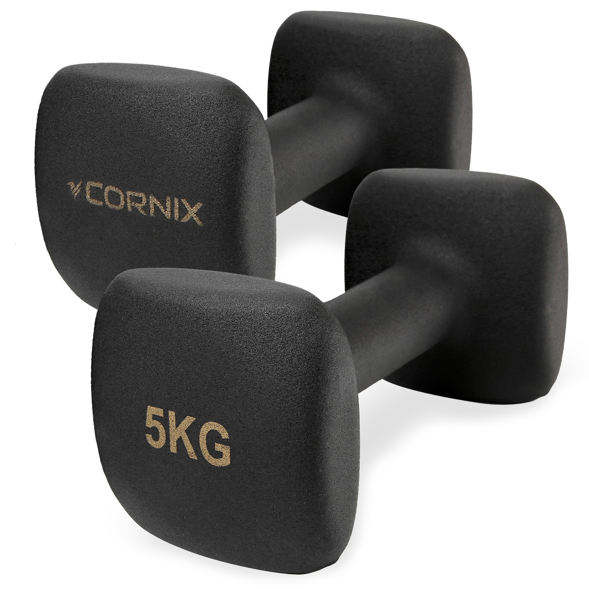Гантелі вінілові Cornix Square 2 x 5 кг XR-0410 Black — фото 1