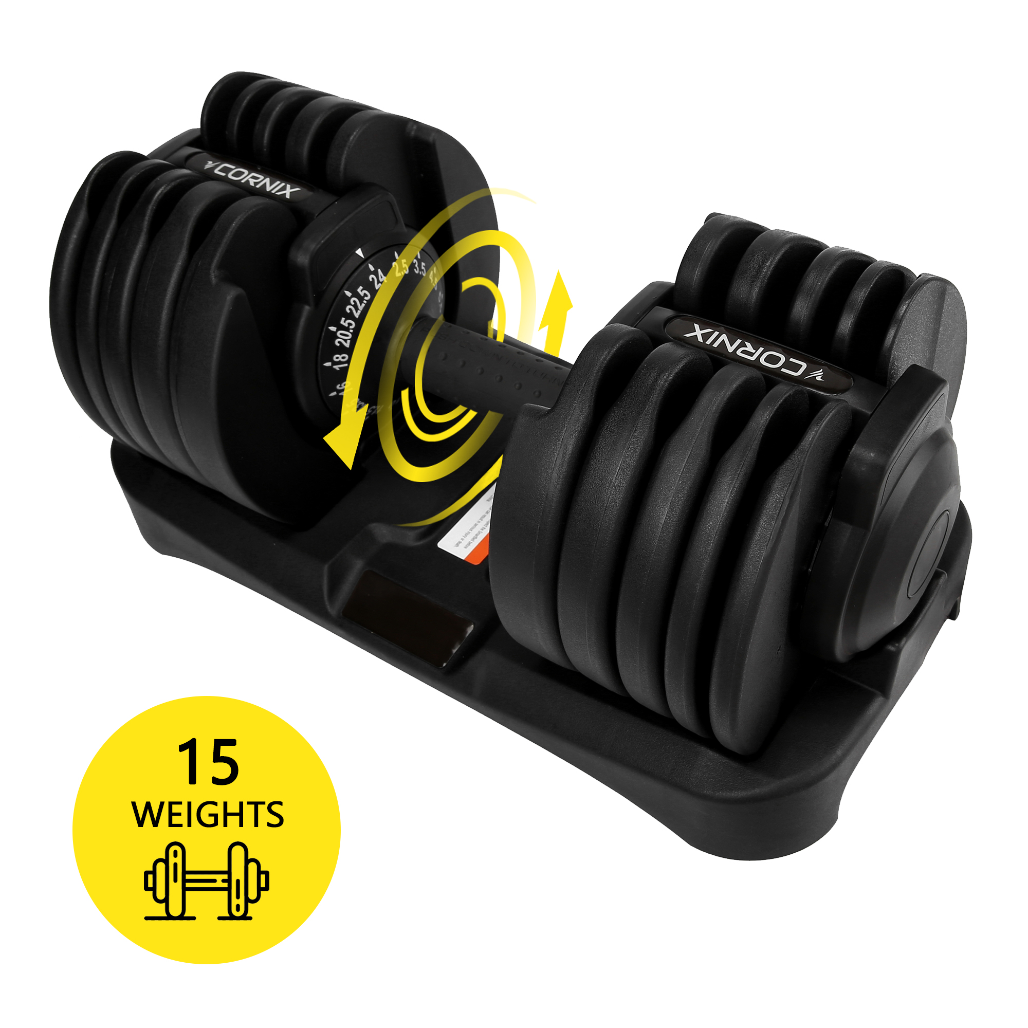 Гантеля з регульованою вагою Cornix 2.5-24 кг XR-0405 Black — мініатюра 6