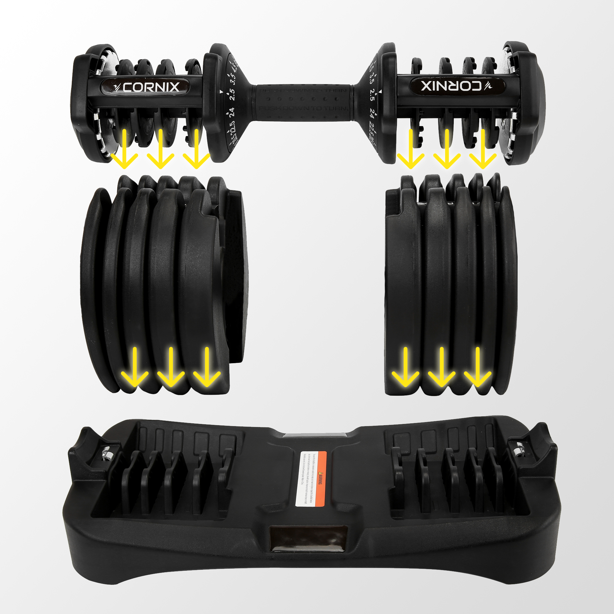 Гантеля з регульованою вагою Cornix 2.5-24 кг XR-0405 Black — фото 4