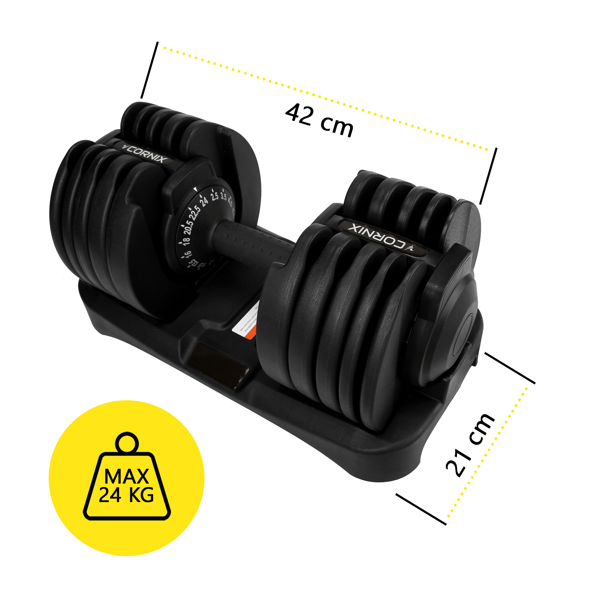 Гантеля з регульованою вагою Cornix 2.5-24 кг XR-0405 Black — мініатюра 8