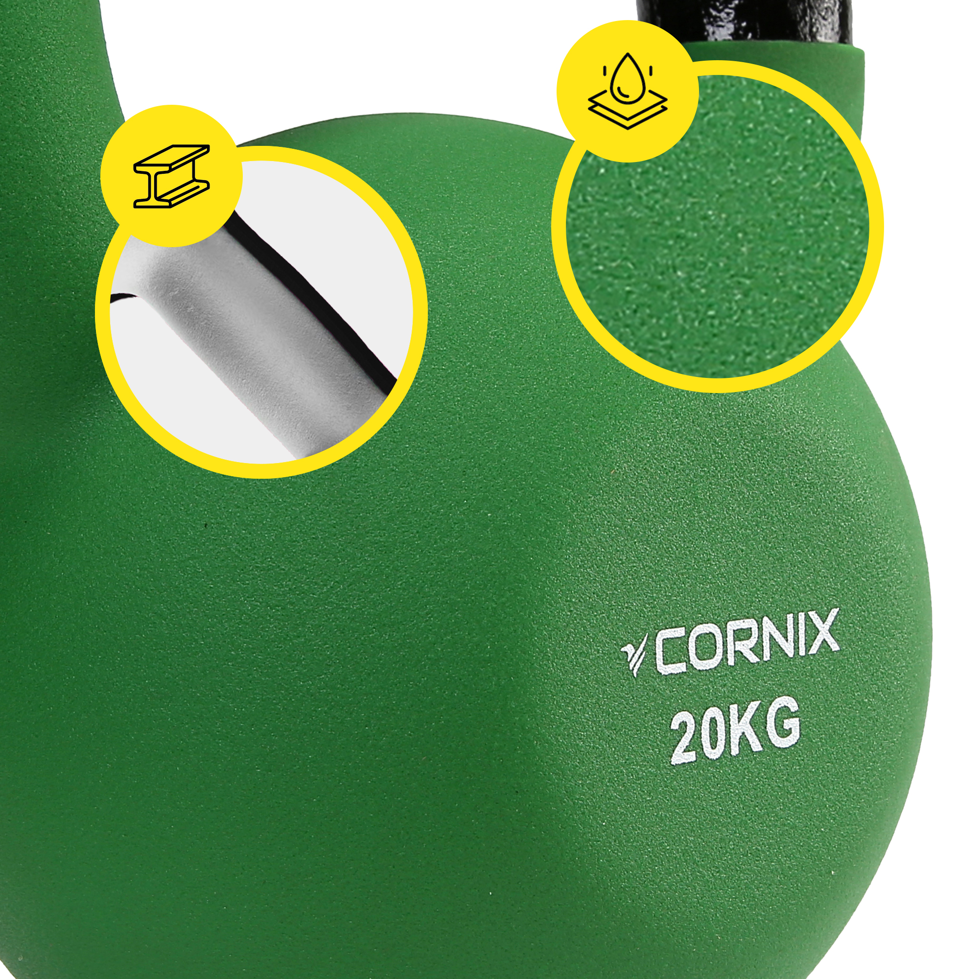Гиря металева Cornix 20 кг з вініловим покриттям XR-0439 Green/Black — фото 2