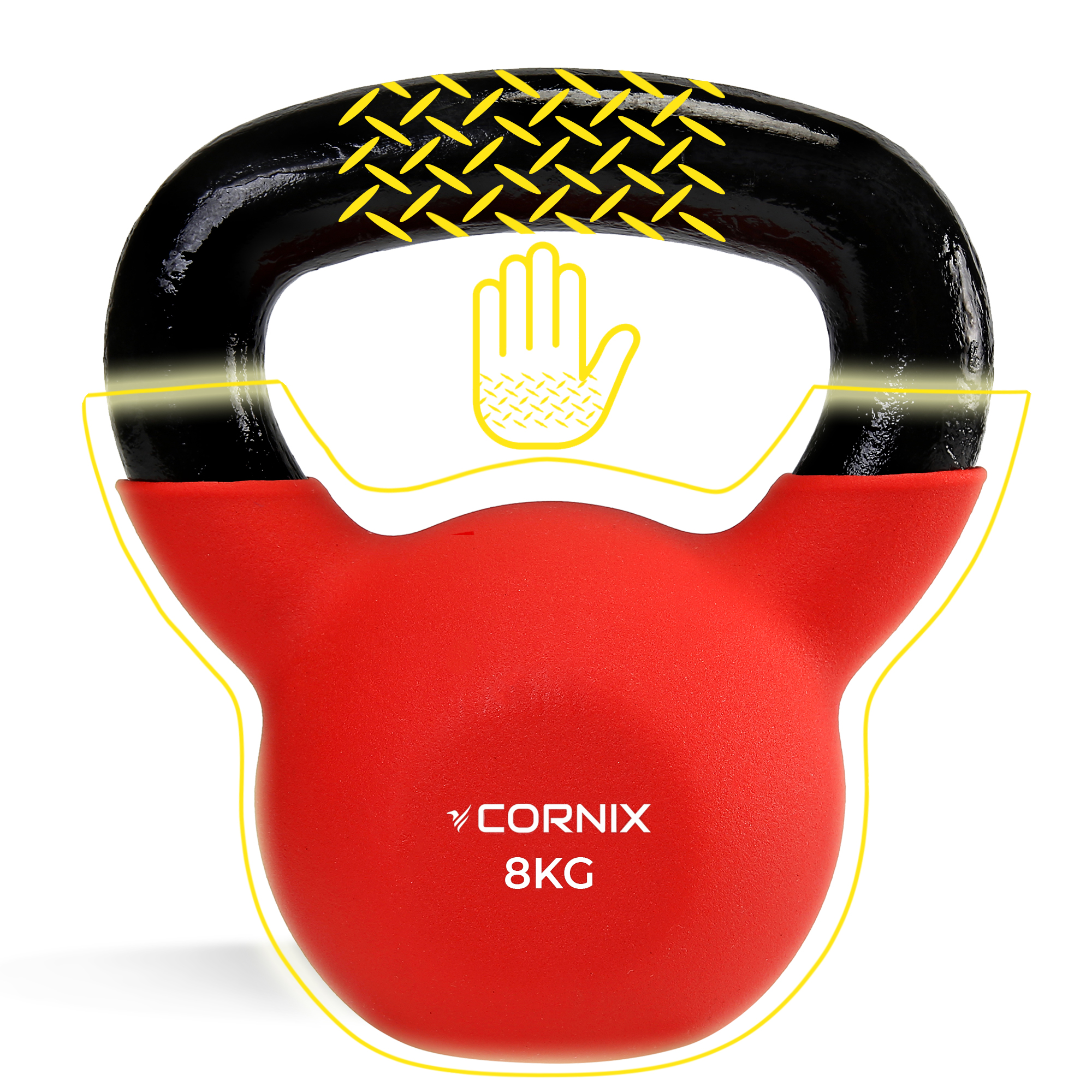 Гиря металева Cornix 8 кг з вініловим покриттям XR-0436 Red/Black — фото 2