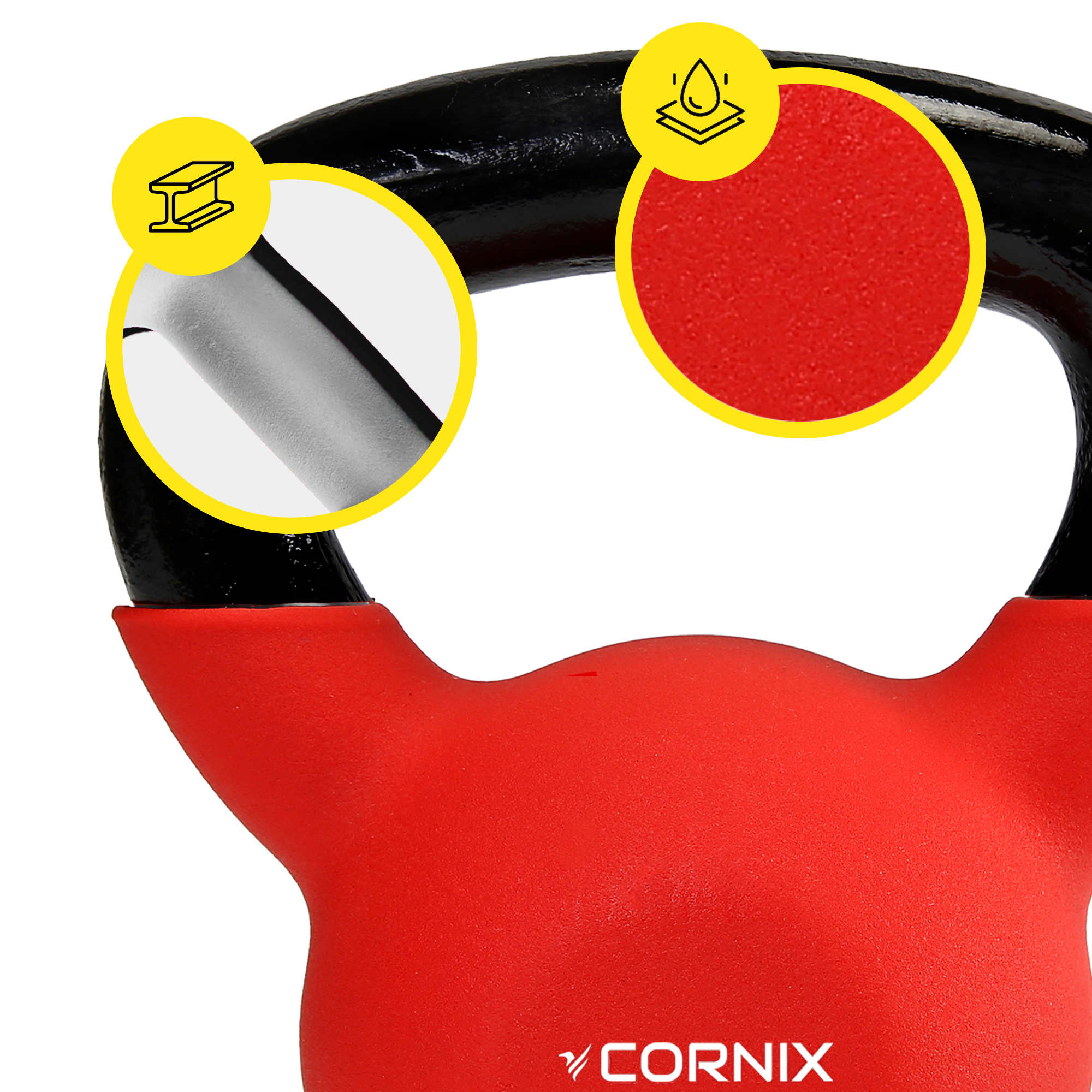 Гиря металева Cornix 8 кг з вініловим покриттям XR-0436 Red/Black — фото 3