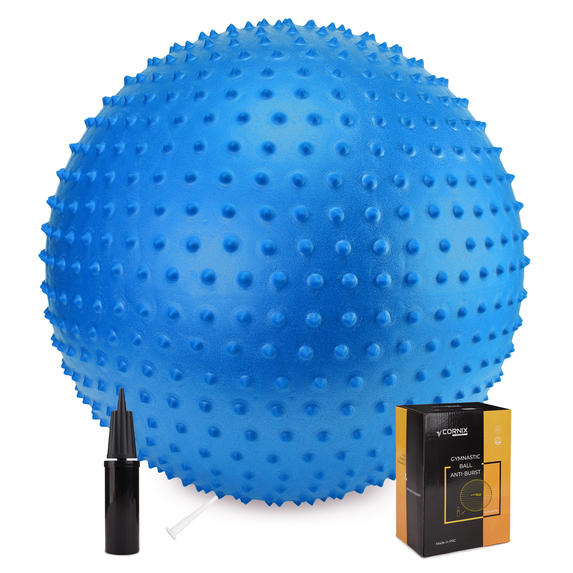 М'яч для фітнесу (фітбол) Cornix 55 см масажний Anti-Burst XR-0467 Blue — фото 1