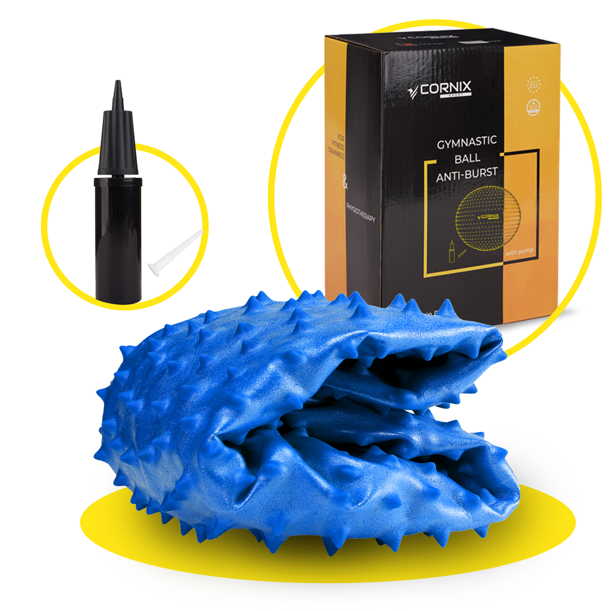 М'яч для фітнесу (фітбол) Cornix 55 см масажний Anti-Burst XR-0467 Blue — мініатюра 8