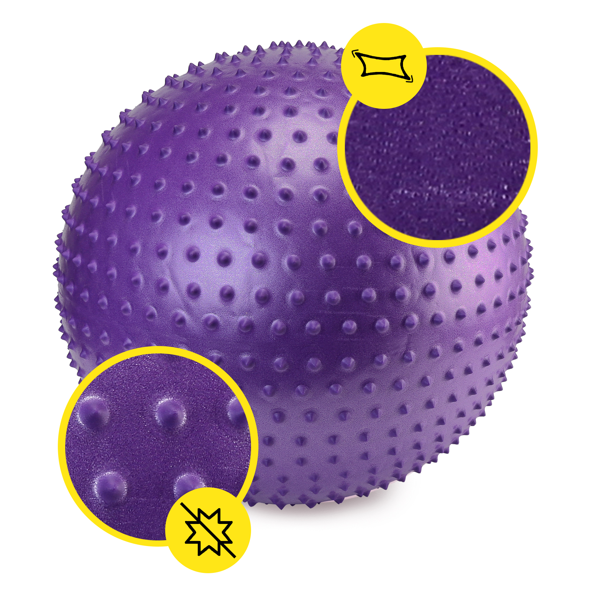 М'яч для фітнесу (фітбол) Cornix 55 см масажний Anti-Burst XR-0468 Violet — фото 4