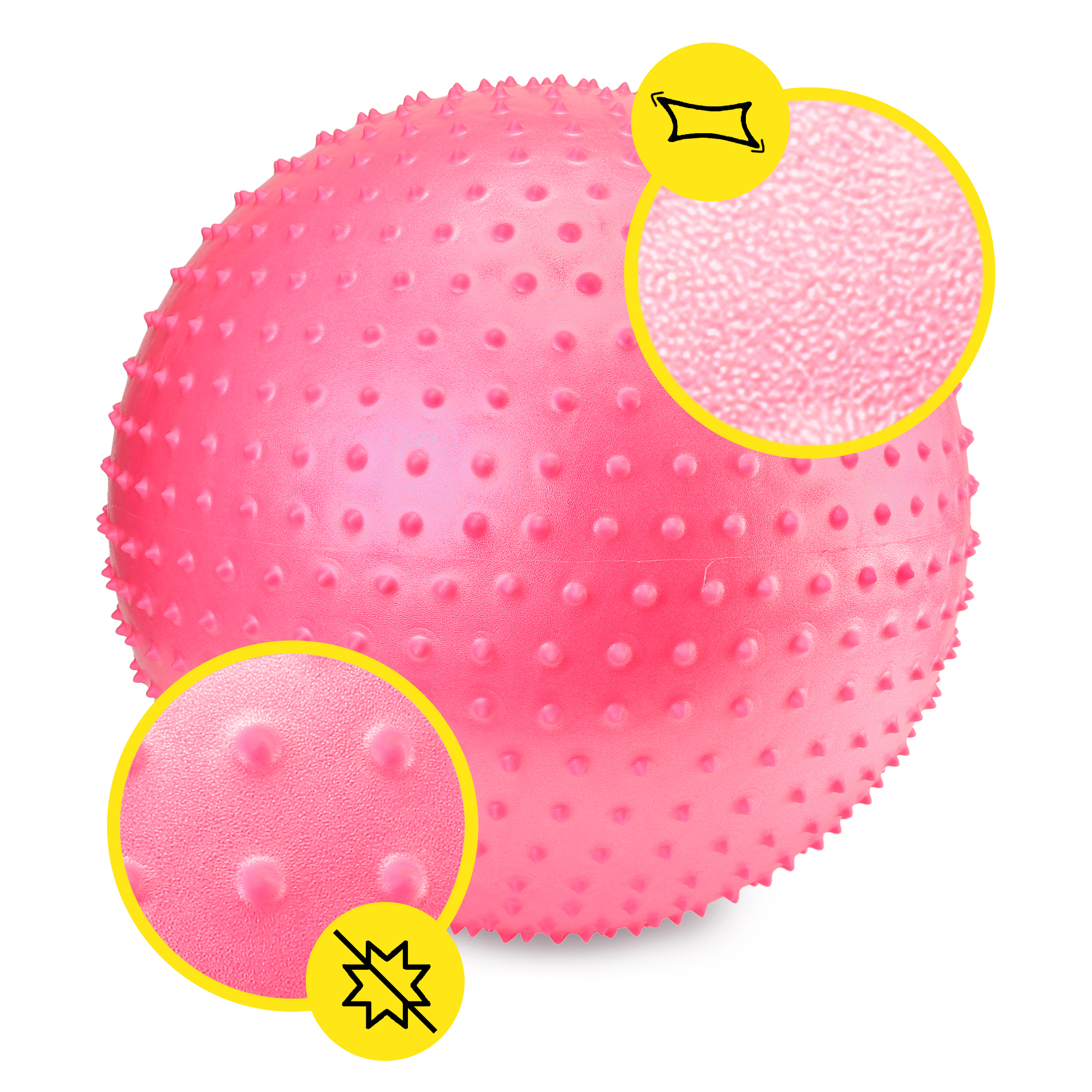 М'яч для фітнесу (фітбол) Cornix 55 см масажний Anti-Burst XR-0469 Pink — мініатюра 6