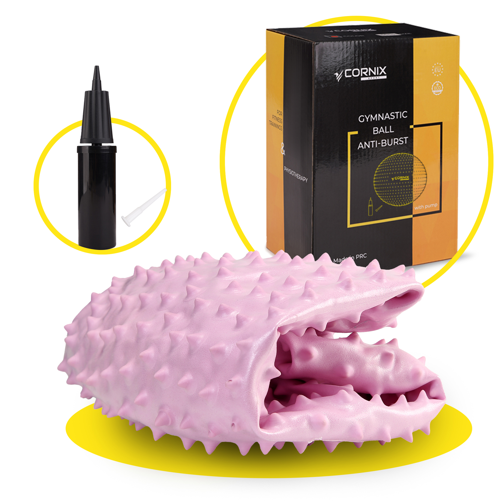 М'яч для фітнесу (фітбол) Cornix 55 см масажний Anti-Burst XR-0473 Light Pink — мініатюра 6