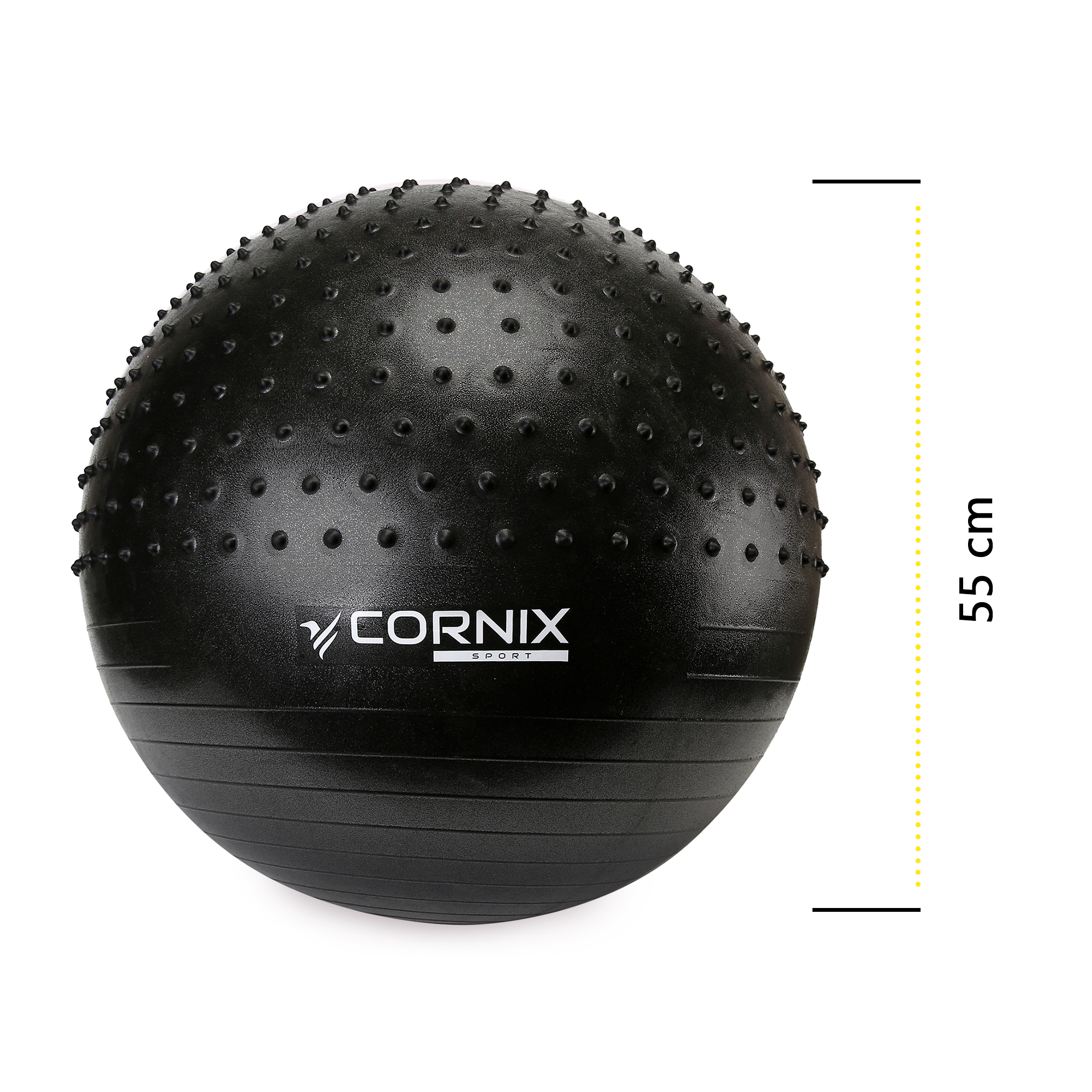 М'яч для фітнесу (фітбол) Cornix 55 см напівмасажний Anti-Burst XR-0458 Black — мініатюра 8