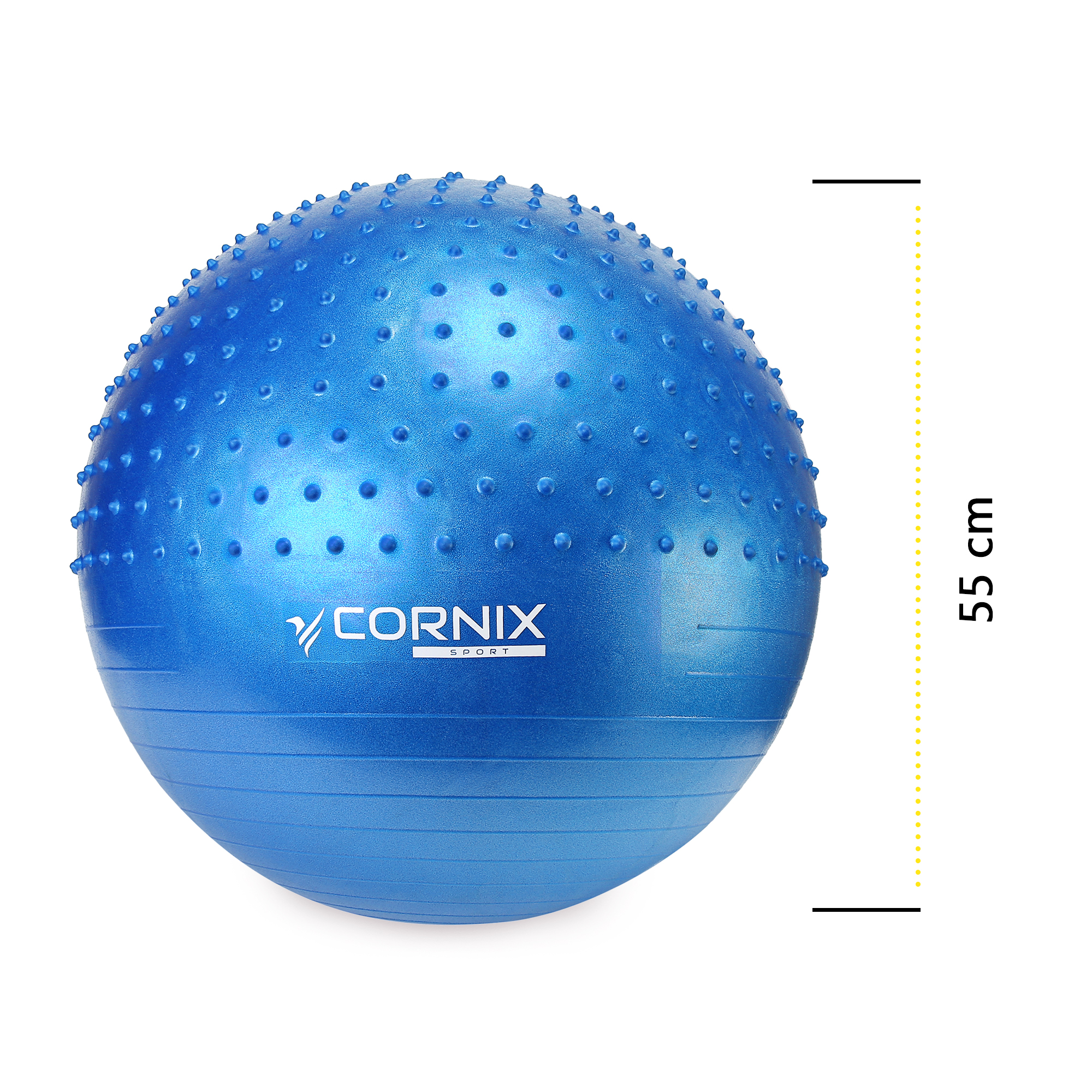 М'яч для фітнесу (фітбол) Cornix 55 см напівмасажний Anti-Burst XR-0459 Blue — мініатюра 9