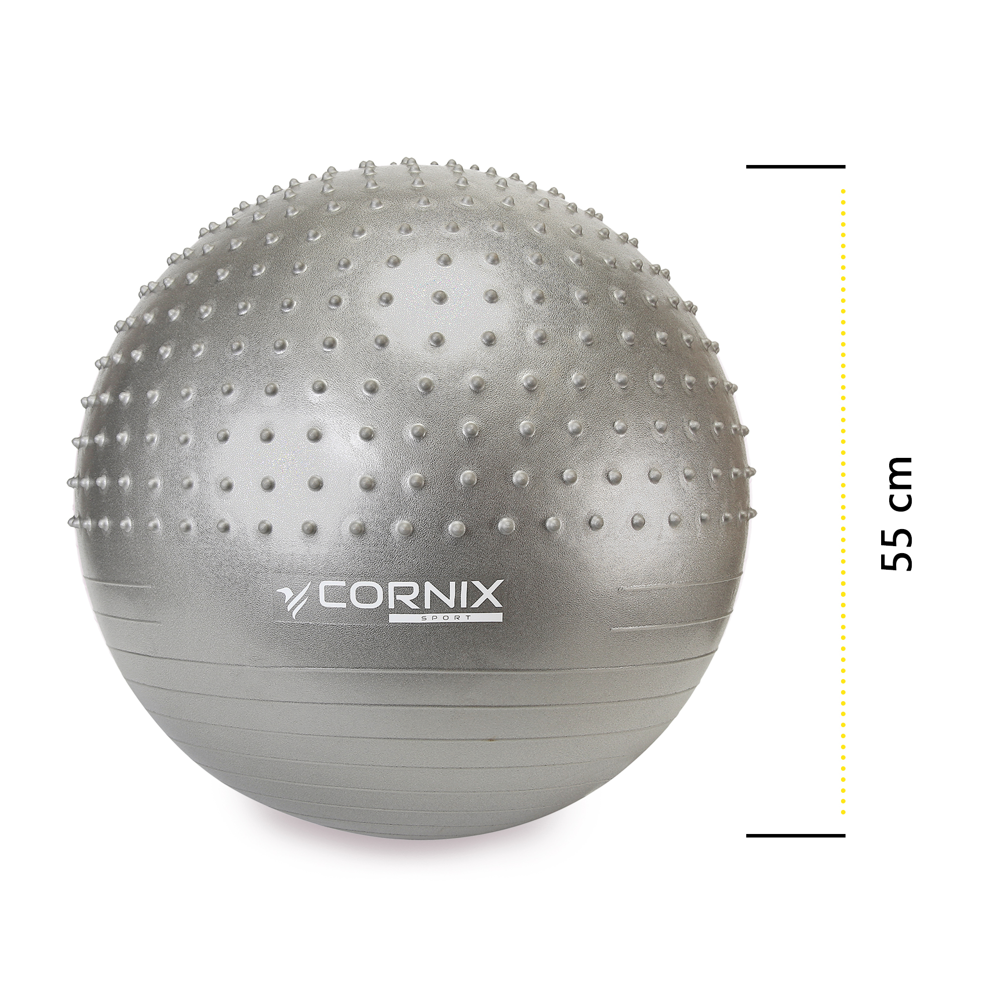 М'яч для фітнесу (фітбол) Cornix 55 см напівмасажний Anti-Burst XR-0463 Silver — мініатюра 6