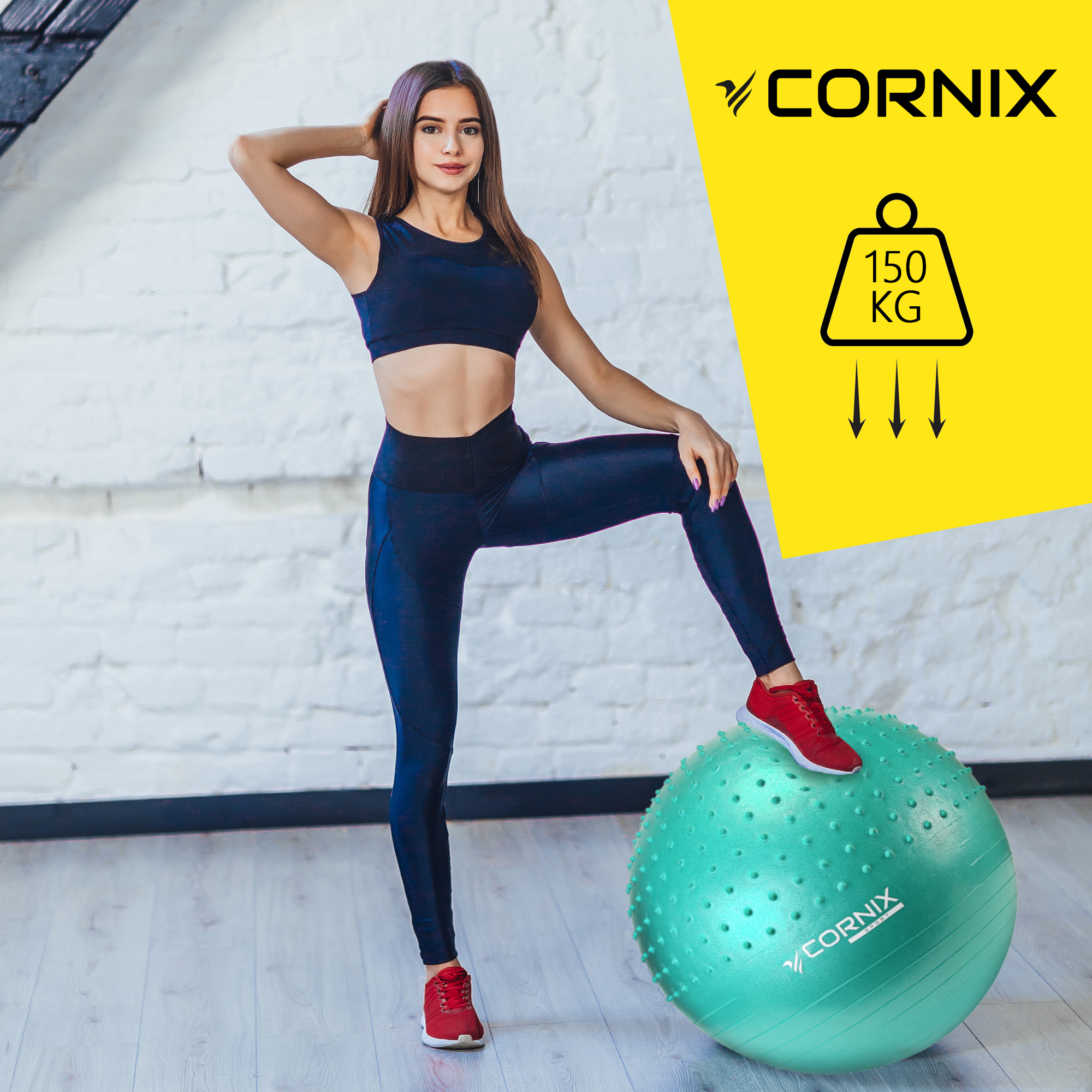М'яч для фітнесу (фітбол) Cornix 55 см напівмасажний Anti-Burst XR-0464 Mint — мініатюра 6