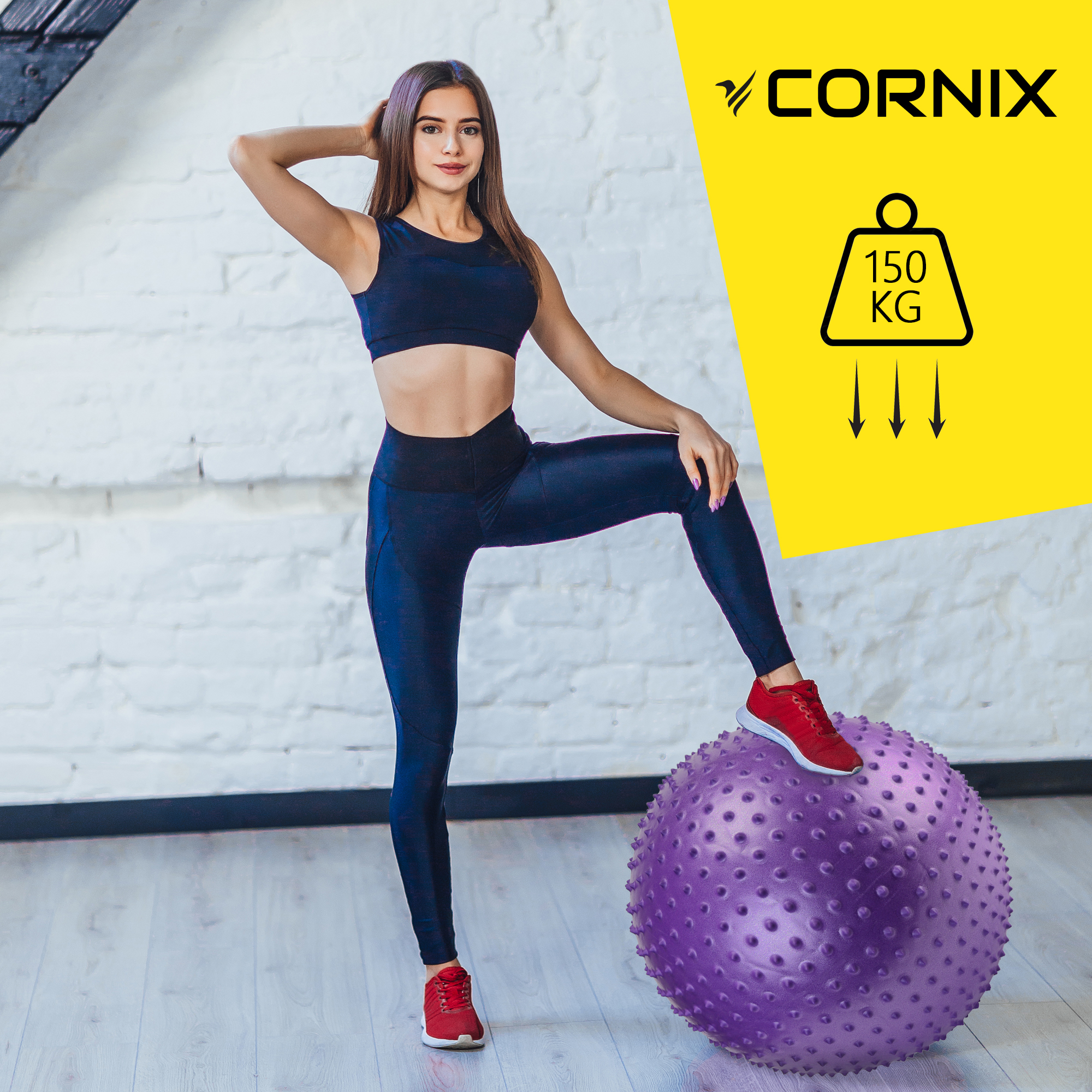 М'яч для фітнесу (фітбол) Cornix 65 см масажний Anti-Burst XR-0484 Violet — мініатюра 9