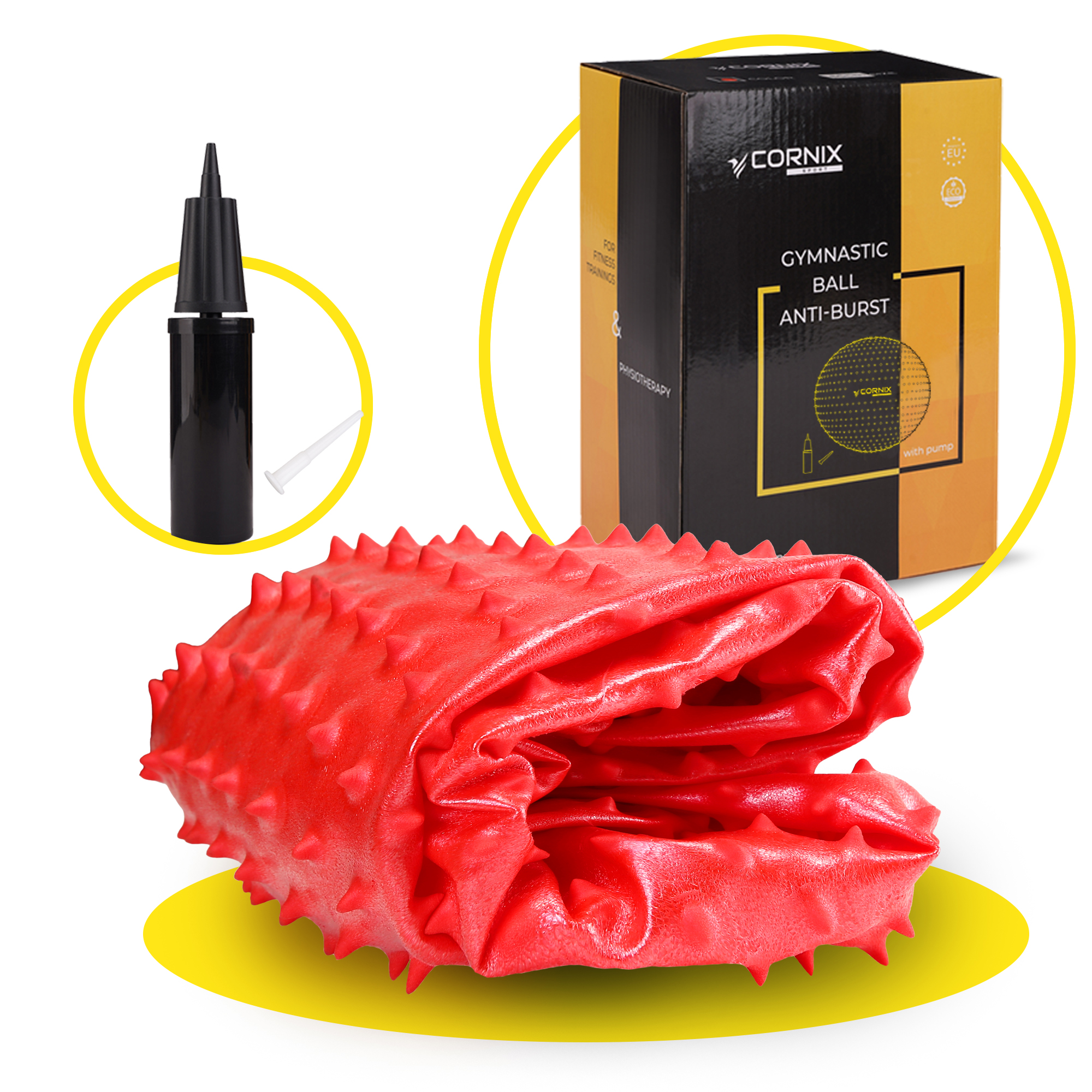 М'яч для фітнесу (фітбол) Cornix 65 см масажний Anti-Burst XR-0486 Red — мініатюра 7