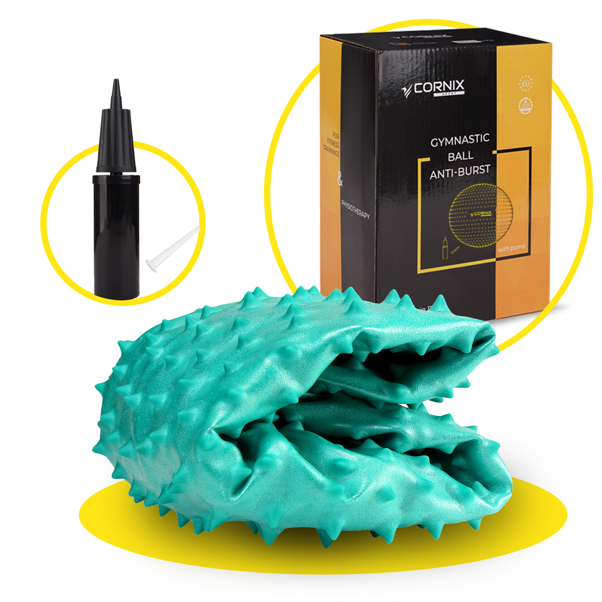 М'яч для фітнесу (фітбол) Cornix 65 см масажний Anti-Burst XR-0488 Mint — мініатюра 6