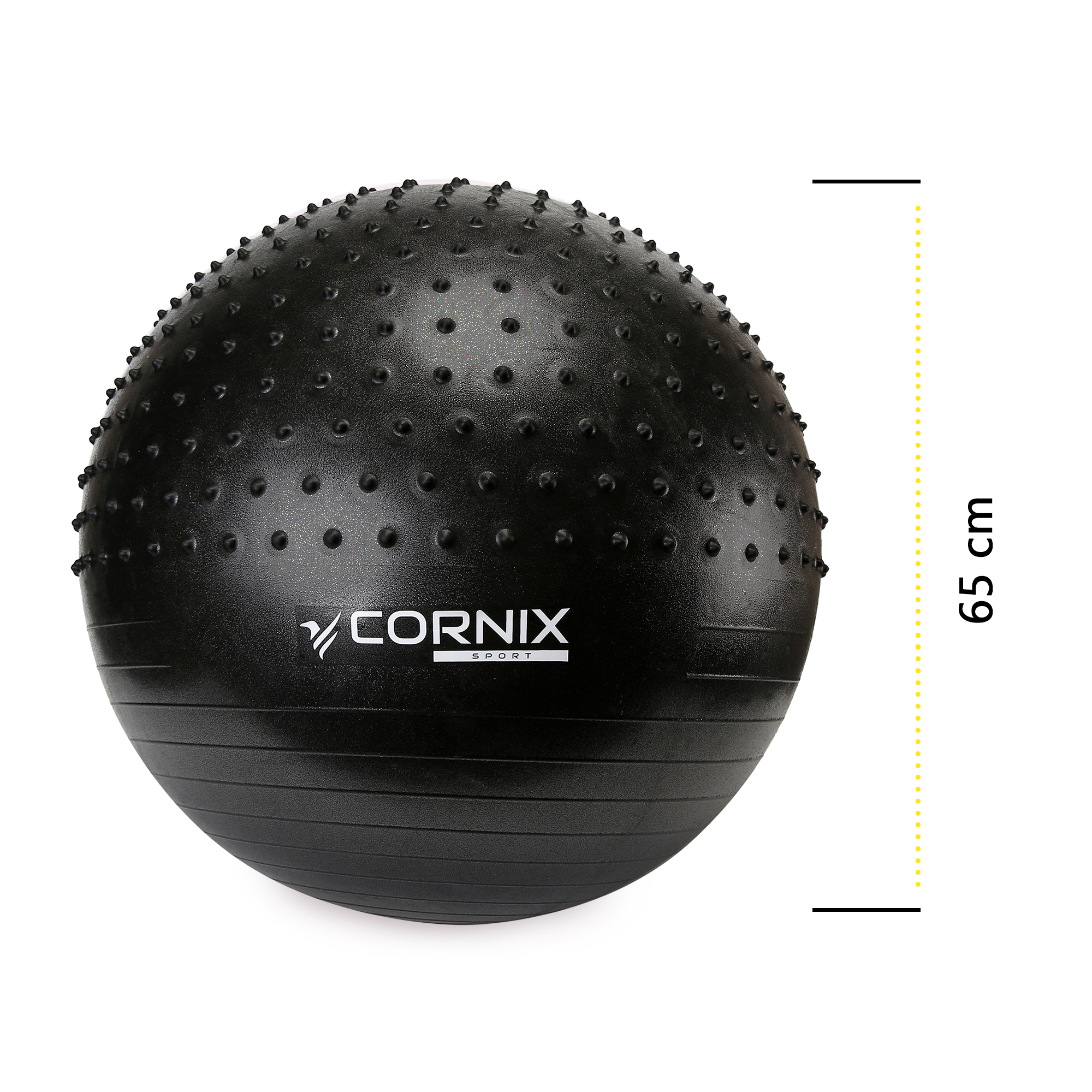 М'яч для фітнесу (фітбол) Cornix 65 см напівмасажний Anti-Burst XR-0474 Black — мініатюра 6