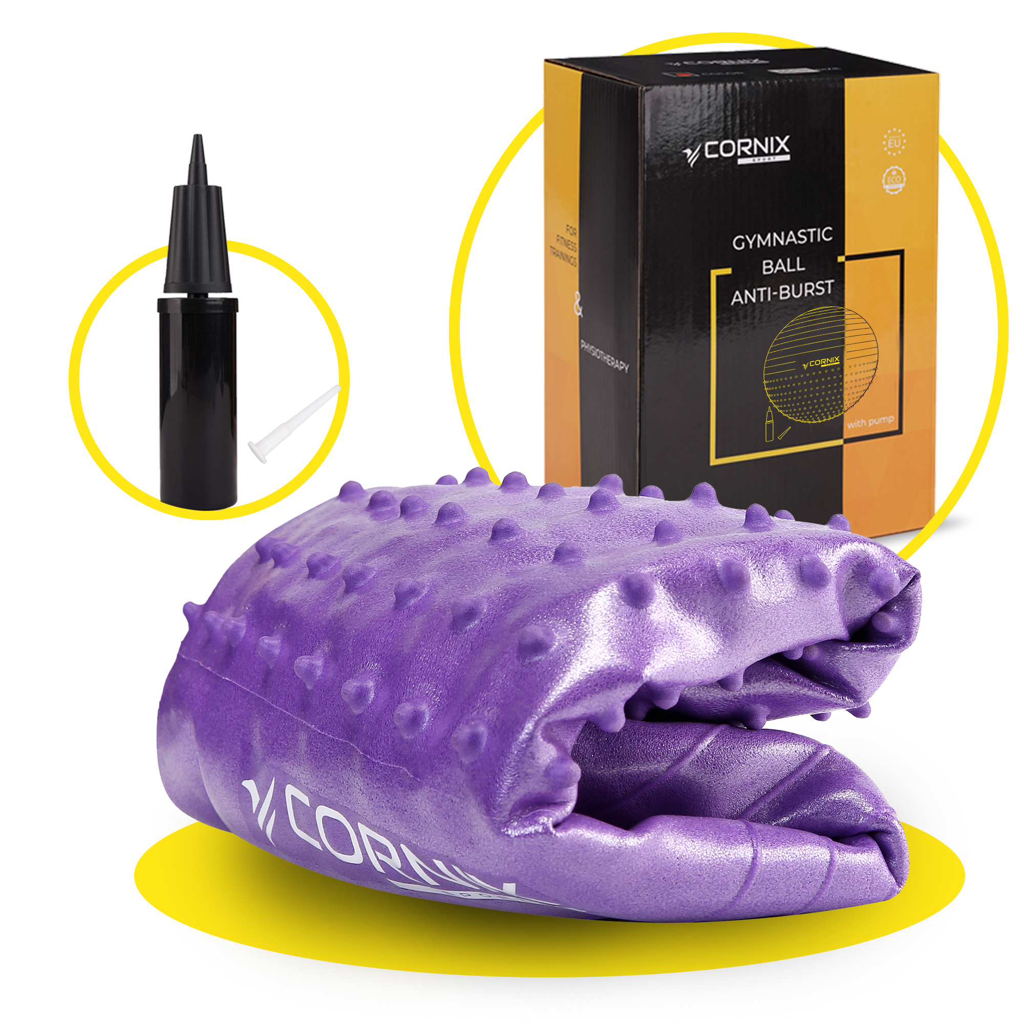 М'яч для фітнесу (фітбол) Cornix 65 см напівмасажний Anti-Burst XR-0476 Violet — мініатюра 8