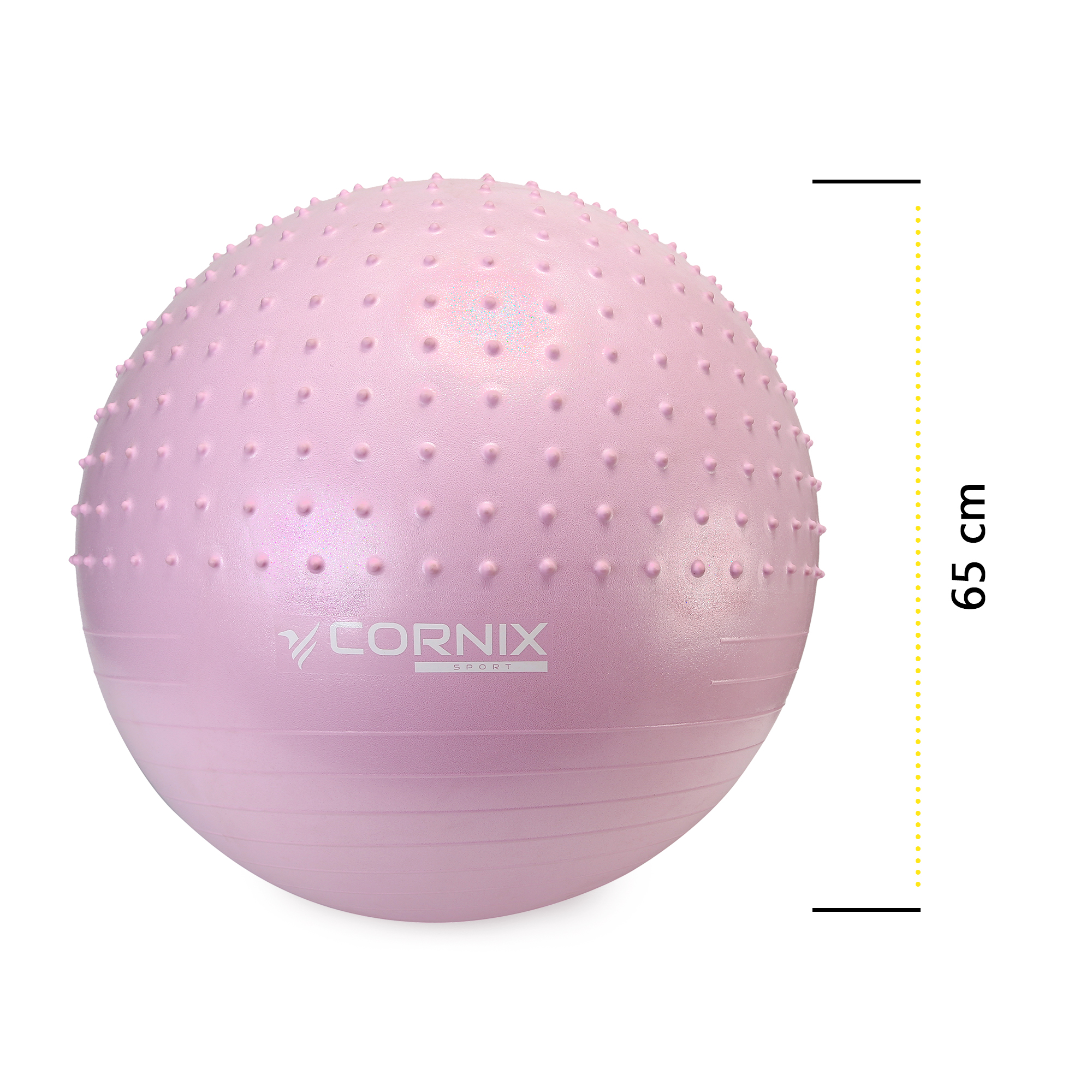 М'яч для фітнесу (фітбол) Cornix 65 см напівмасажний Anti-Burst XR-0481 Light Pink — фото 5