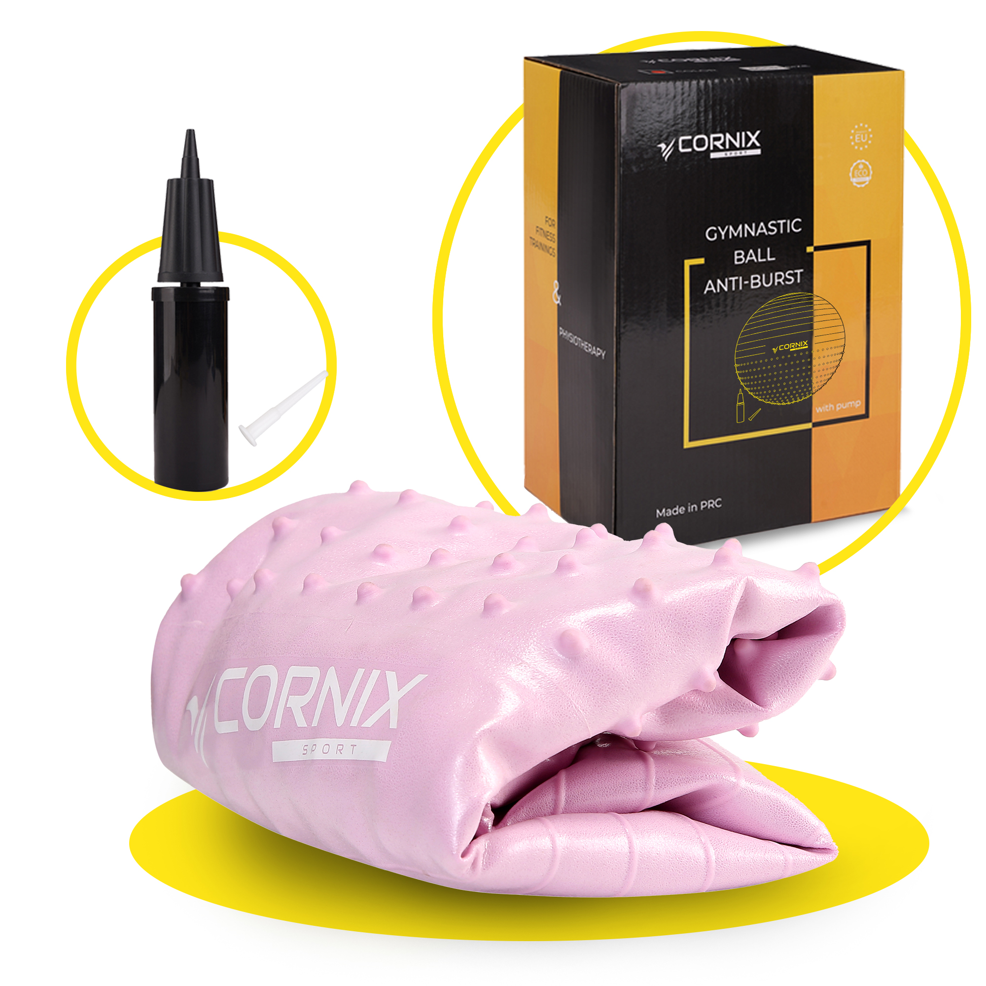 М'яч для фітнесу (фітбол) Cornix 65 см напівмасажний Anti-Burst XR-0481 Light Pink — мініатюра 6