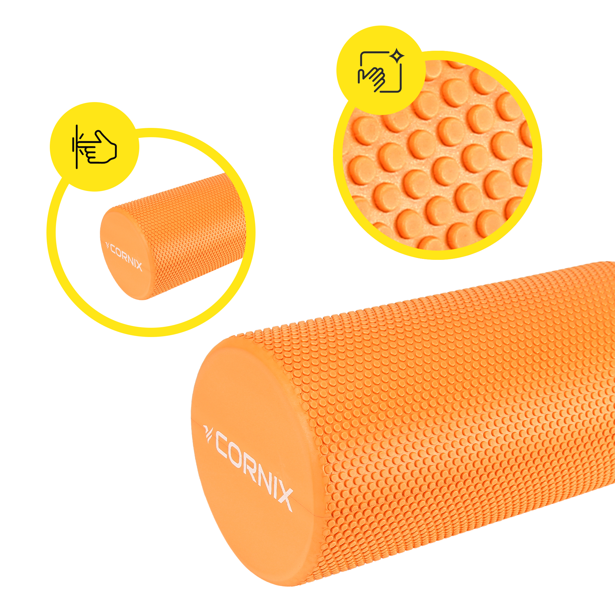 Масажний ролик Cornix EVA+ 90 x 15 см (валик, роллер) XR-0312 Orange — фото 3