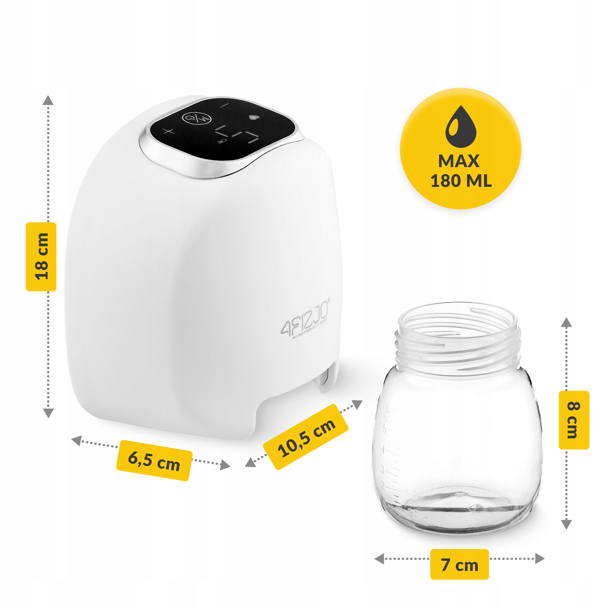 Молоковідсмоктувач електричний 4FIZJO Lite 180 мл White (P-5905973402422)
