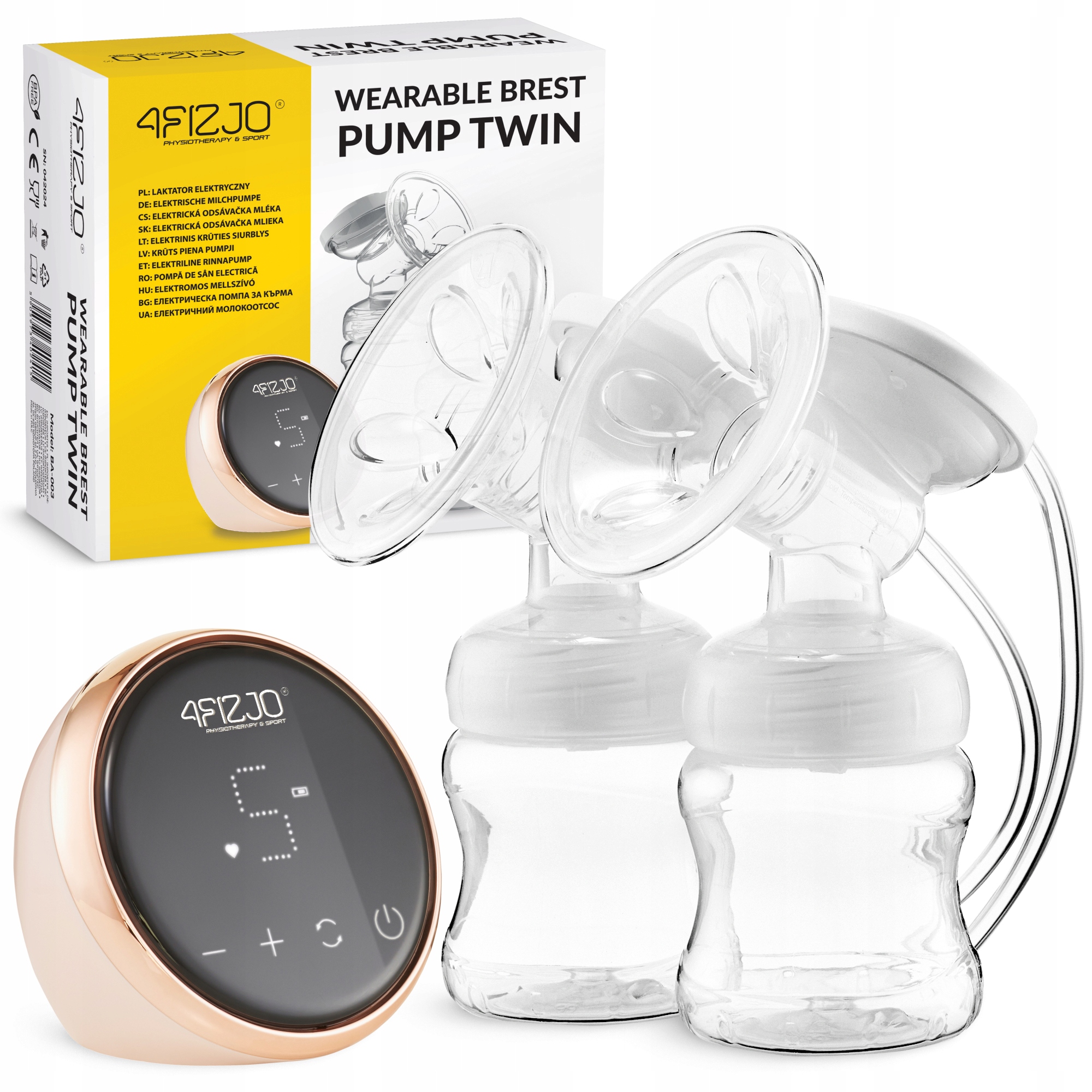Молоковідсмоктувач електричний 4FIZJO Twin подвійний, 150 мл x 2 Pink (P-5905973402415)