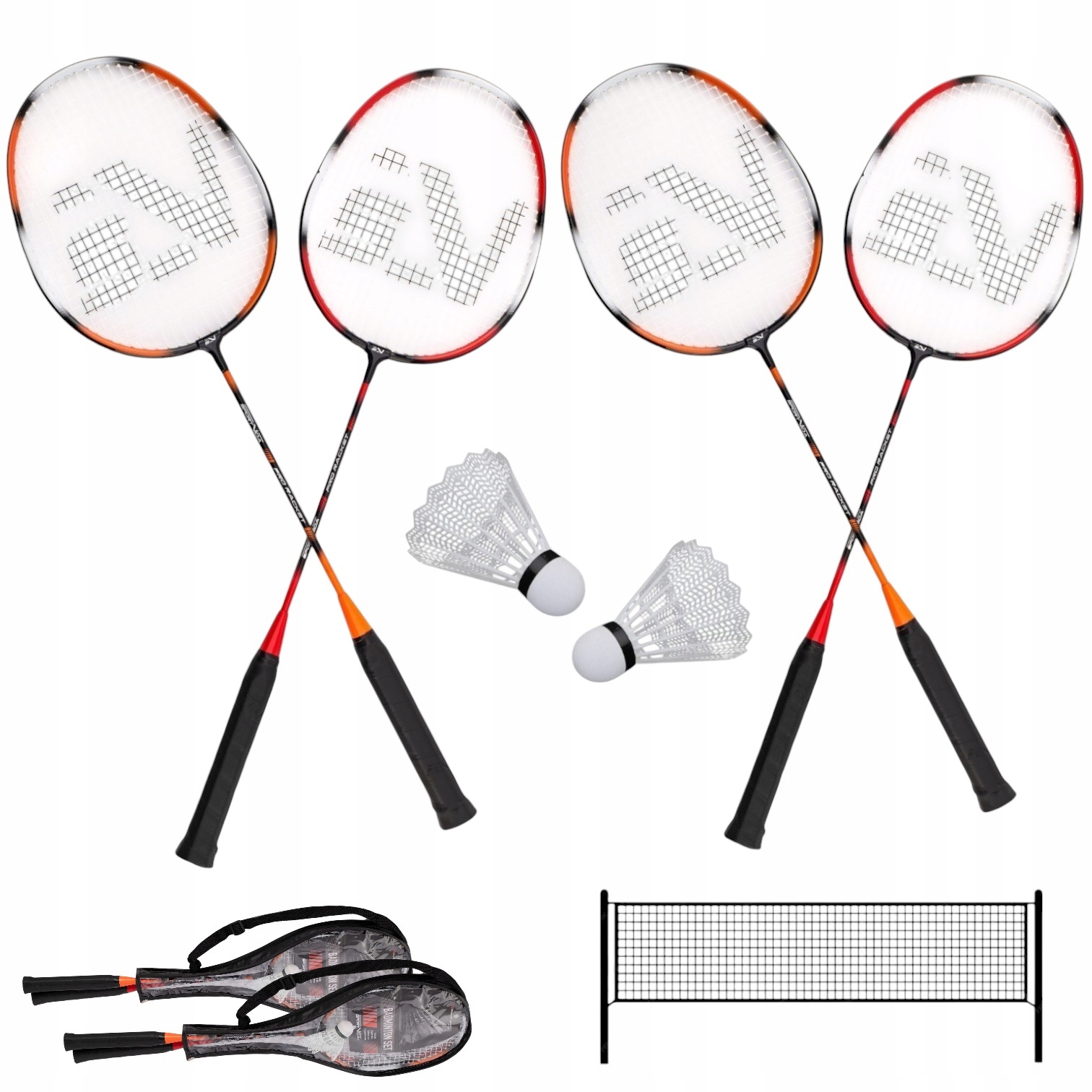 Набір для бадмінтону SportVida Pro 4 шт ракетки + 2 шт волани + сітка SV-SE0003 — фото 1