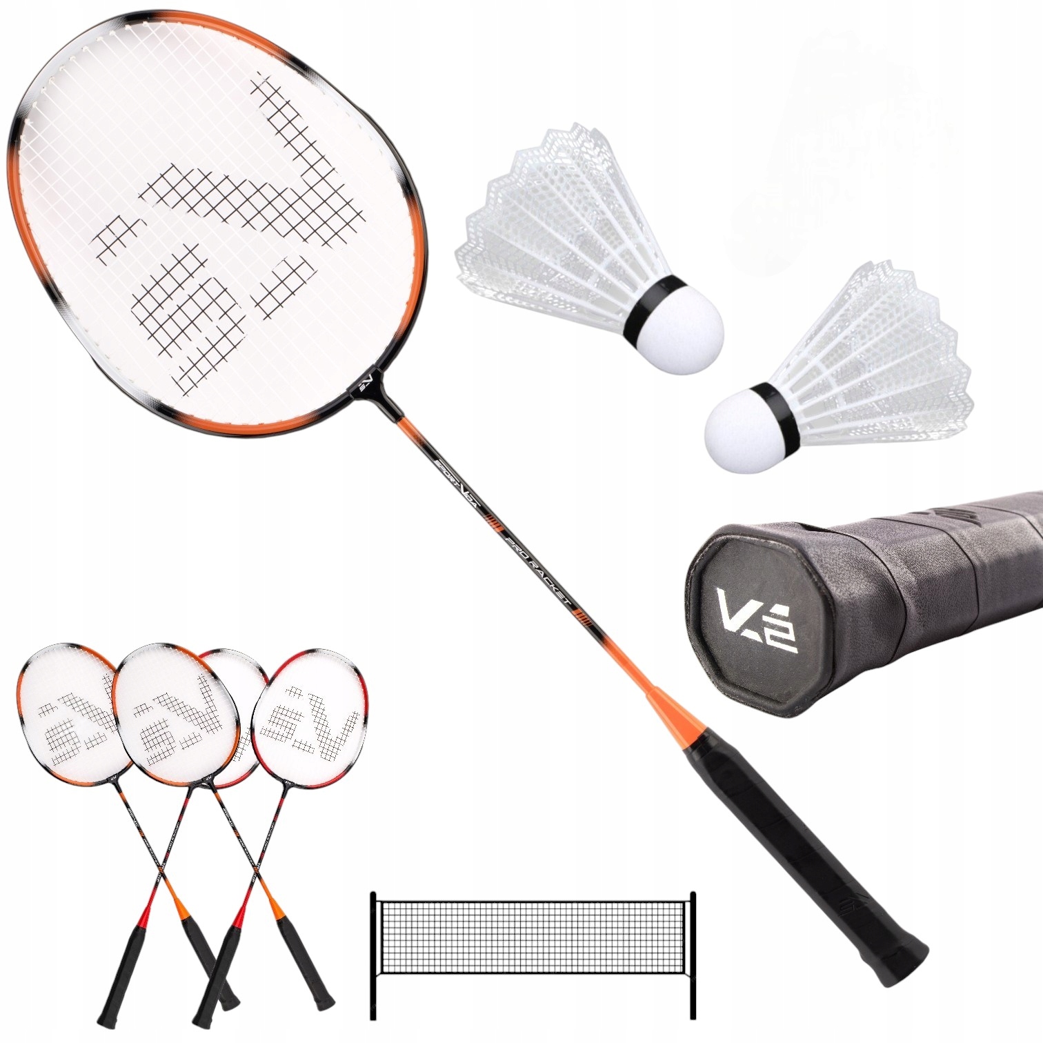 Набір для бадмінтону SportVida Pro 4 шт ракетки + 2 шт волани + сітка SV-SE0003 — фото 5