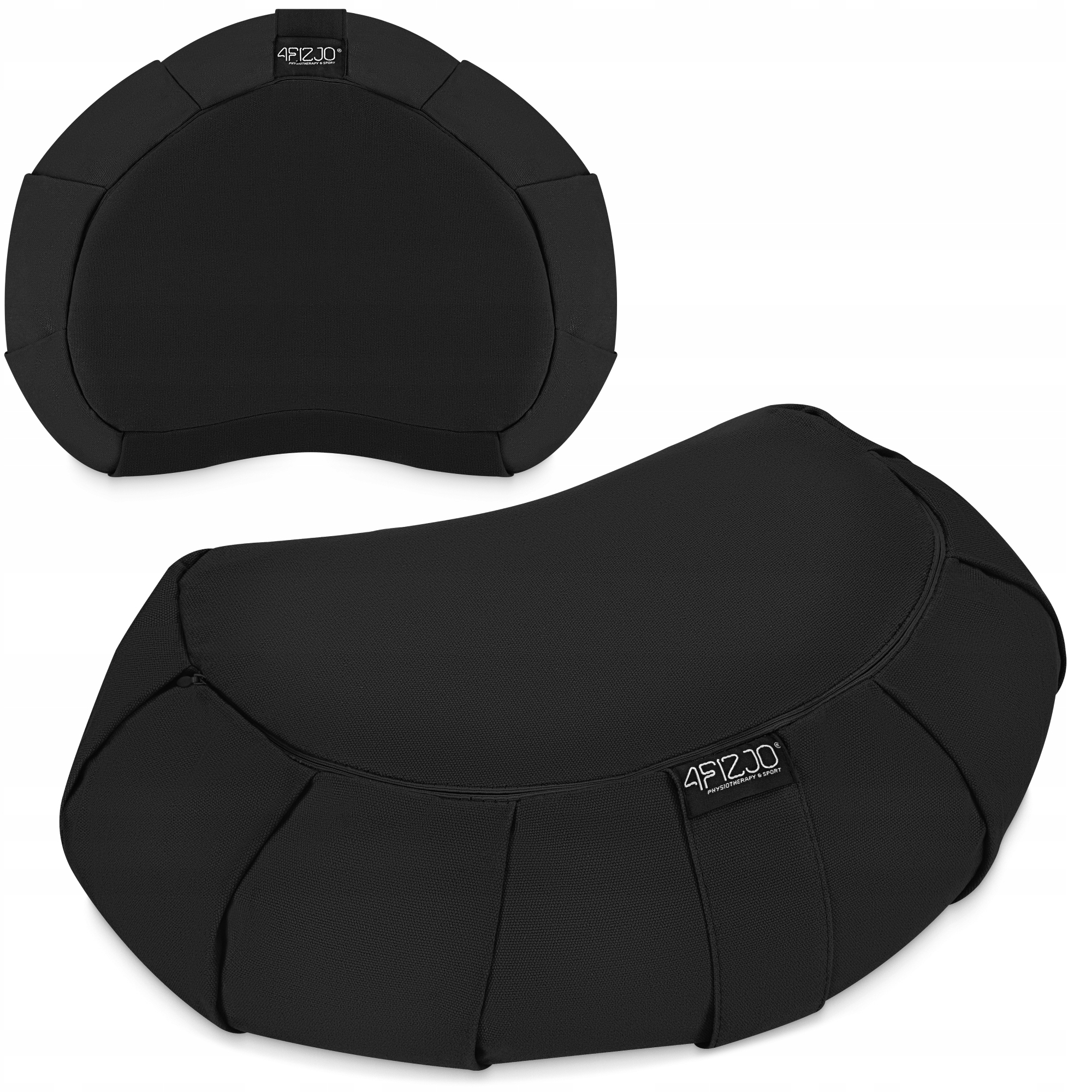 Подушка для йоги та медитації 4FIZJO Zafu напівкругла 40 x 30 x 12 см Black (P-5907739315519) — фото 1
