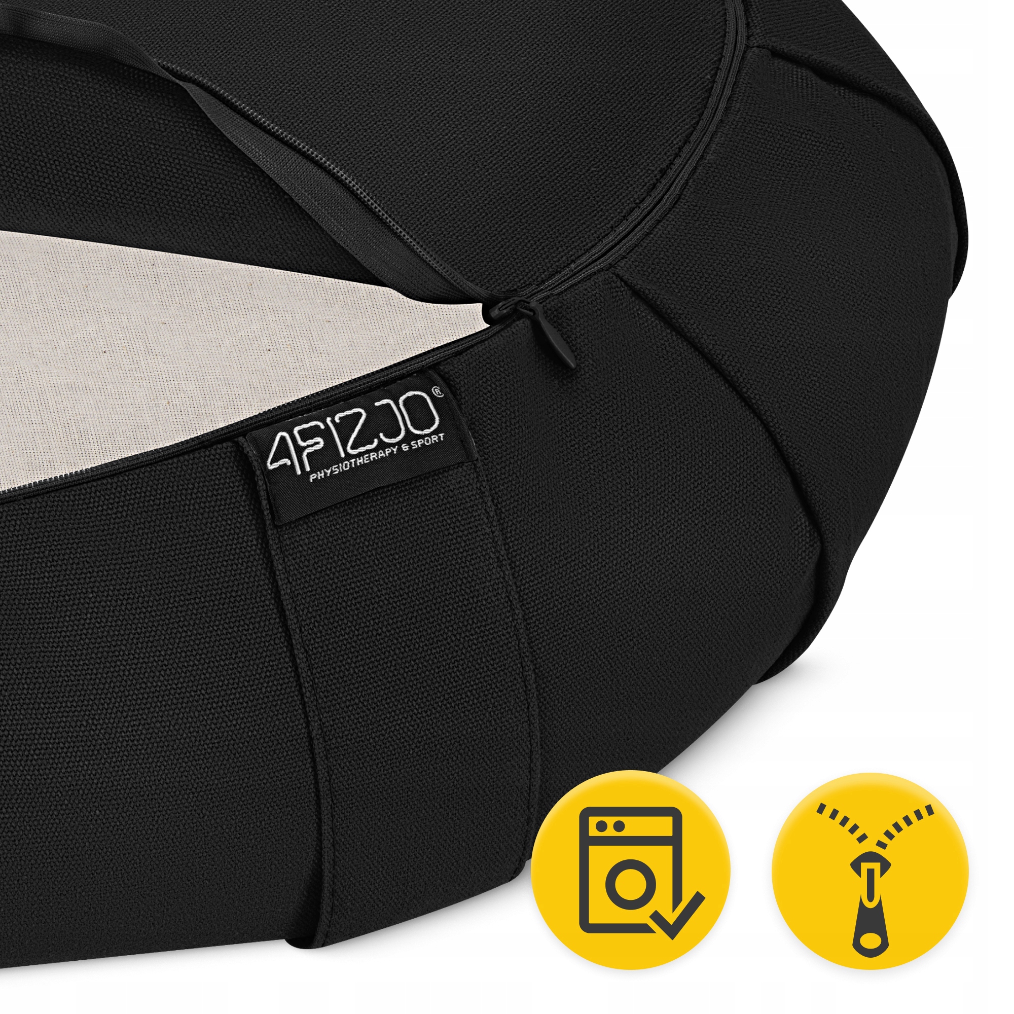 Подушка для йоги та медитації 4FIZJO Zafu напівкругла 40 x 30 x 12 см Black (P-5907739315519) — фото 3