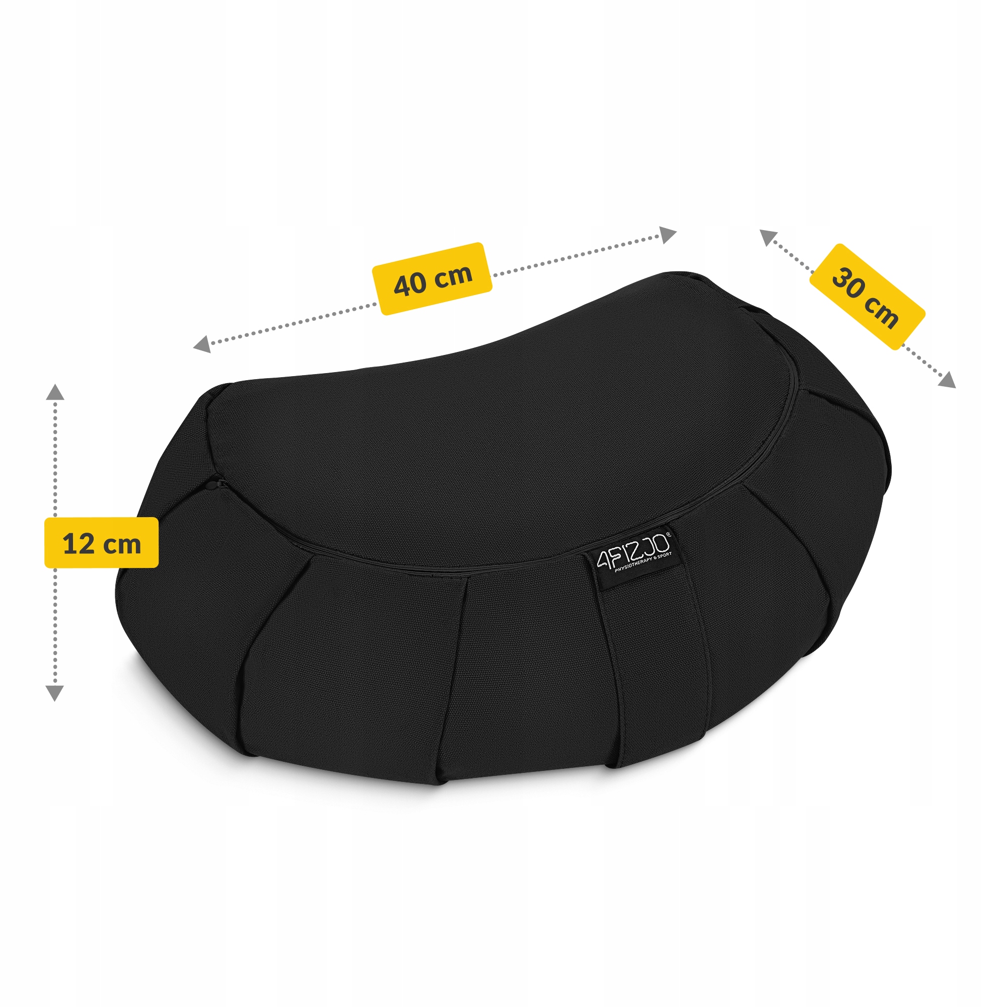 Подушка для йоги та медитації 4FIZJO Zafu напівкругла 40 x 30 x 12 см Black (P-5907739315519) — мініатюра 7