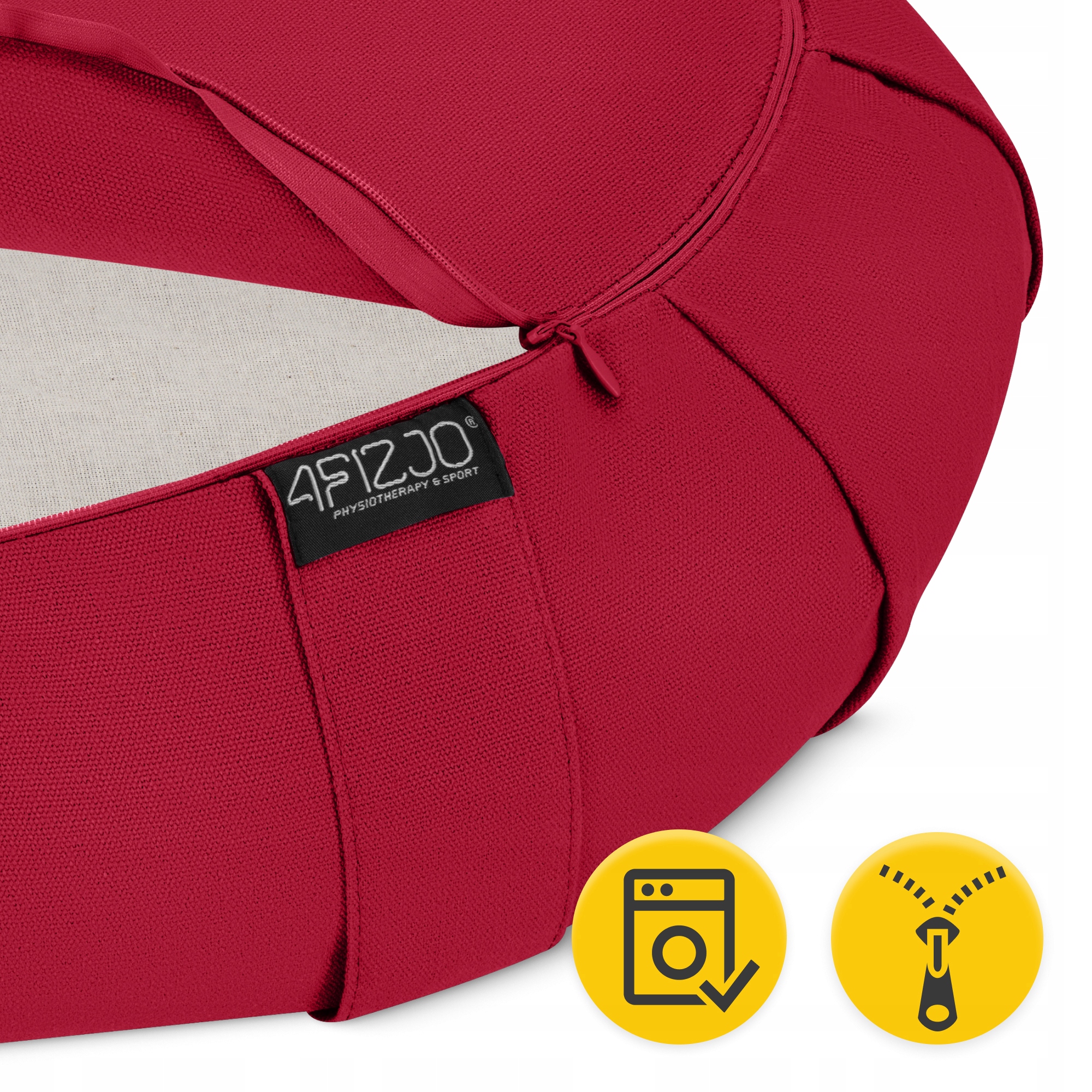 Подушка для йоги та медитації 4FIZJO Zafu напівкругла 40 x 30 x 12 см Red (P-5907739315496) — фото 3